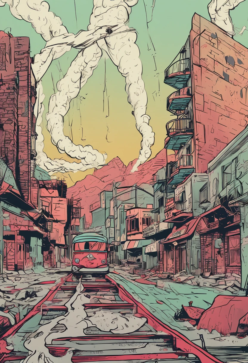 An evil creature, One-eyed devil,Big-eyed monster,Wander the streets of the abandoned city again,Smoke billowed out,Half a sun,