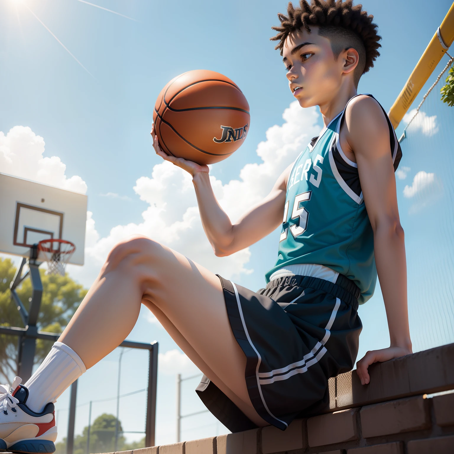 Shorts Junior，ar old，perspire，basketball playground，spring breeze