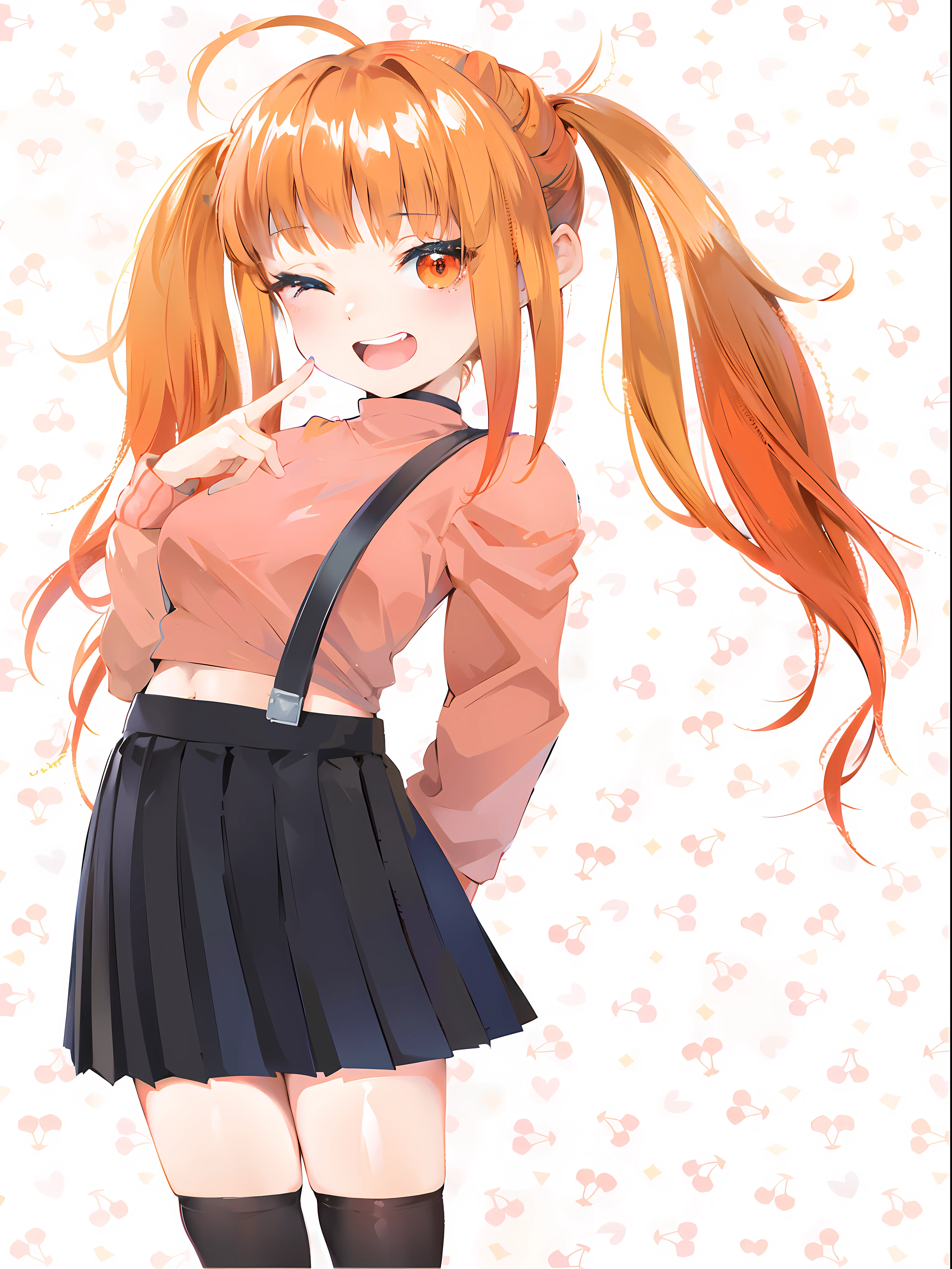 anime girl with long red hair and a pink shirt and black skirt, cute anime girl, marin kitagawa fanart, pretty anime girl, (anime girl), she has long orange brown hair, anime visual of a cute girl, cute anime waifu in a nice dress, anime girl with long hair, cute anime style, an anime girl, she has long redorange hair