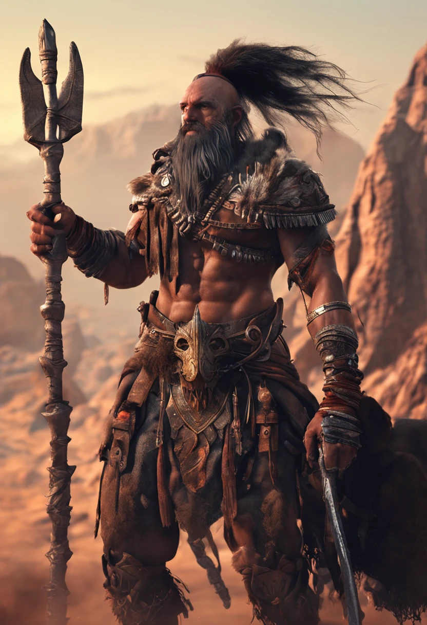 Thulgar is a nomadic god of war, always in search of increasingly difficult challenges. He is depicted as a lone warrior wearing beast skins and carrying a spear adorned with trophies from his past battles. His followers are fearless adventurers who seek to prove their mettle in the face of the most dangerous challenges.