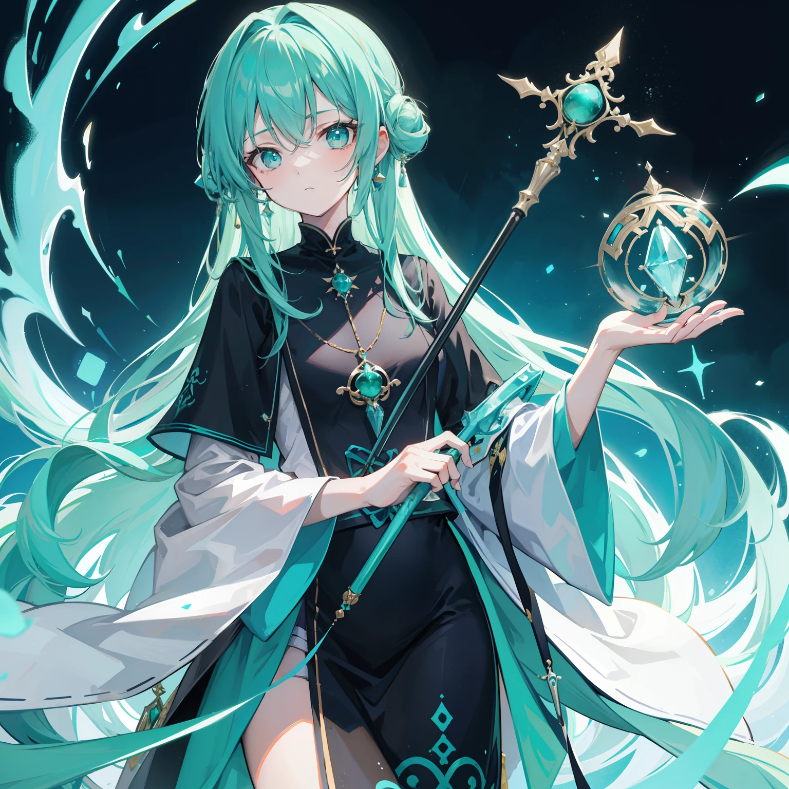 The abbot of the Emerald Zen Staff，Sweet sister，Turquoise color scheme