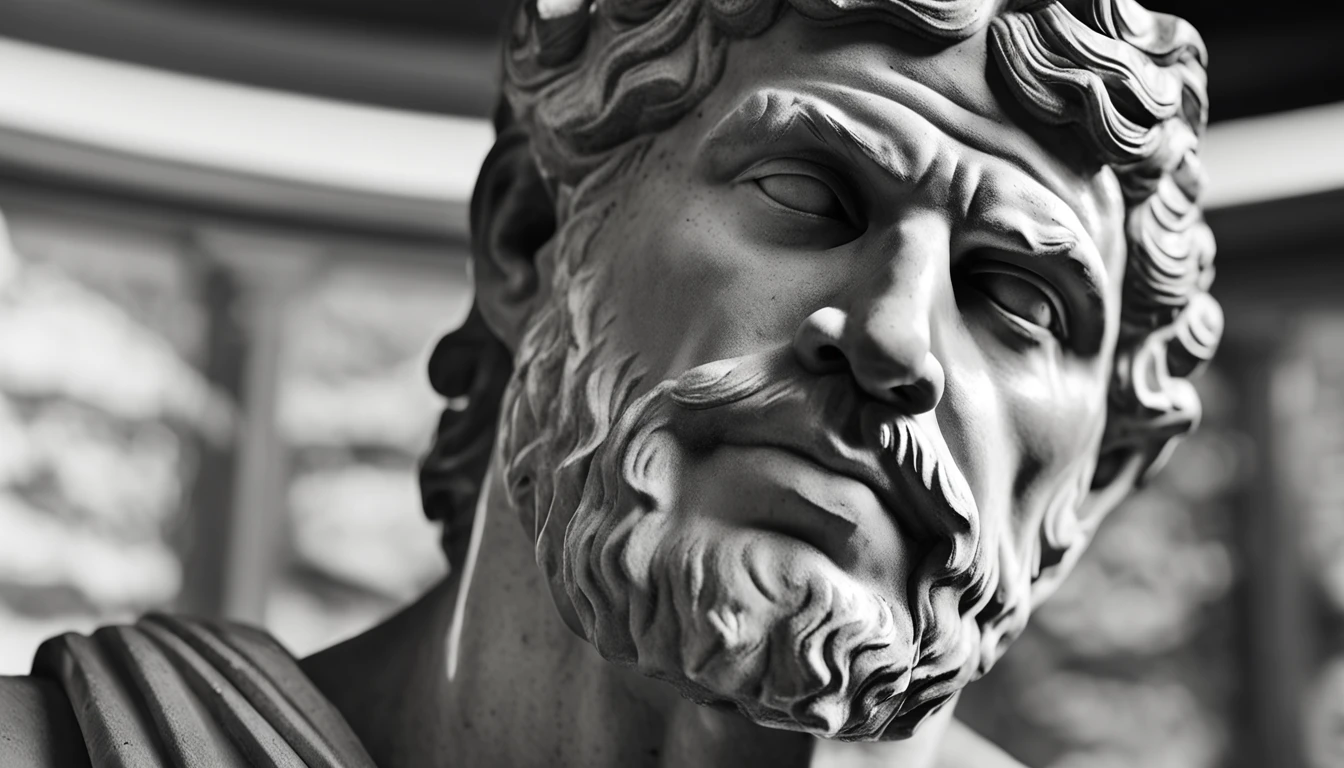 Muscular Philosopher Man Greek Statue, ultra detailed, breaking statues, gym pose, black and white, film photography, sharp focus, cinema shot, cinema scene, highly detailed, epic, dramatic lighting, left side zoom, closeup background with elements of Greece or Rome, solid black background, blurred background, Bokeh effect, Broken Glass effect, backgroundless, dazzling, something that doesn't even exist, mythical being, energy, molecular, textures, iridescent and luminescent scales, dazzling beauty, pure perfection, divine presence, unforgettable, stunning, breathtaking beauty, volumetric light, auras, rays, vivid colors, 8k, left side zoom, strength