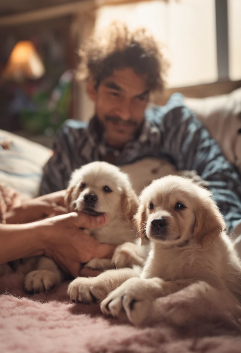 Me de um cachorro sem fundo com espumas no pelo dele e ele utilizando uma toalha hiper realista