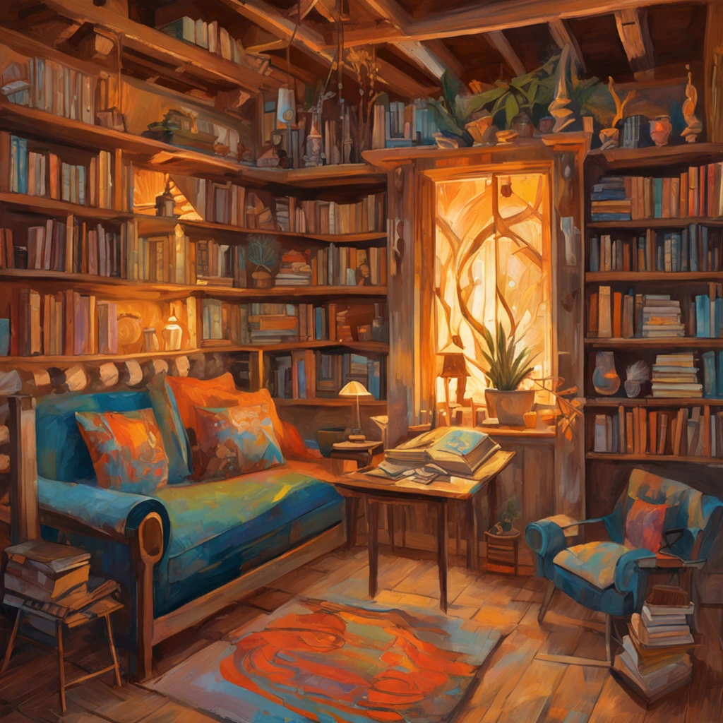 Intricate details of the painting of a chalet, sala iluminada por vela, mesa com livros , por Range Murata, galaxy in background, nuvem, Cores vivas, alto contraste, montanha, arte da linha vetorial, Destaques teal e Laranja, trending on pixiv, Anime Concept Art, Stick, Tapete, alta qualidade, Borda a Borda, Sanskrit