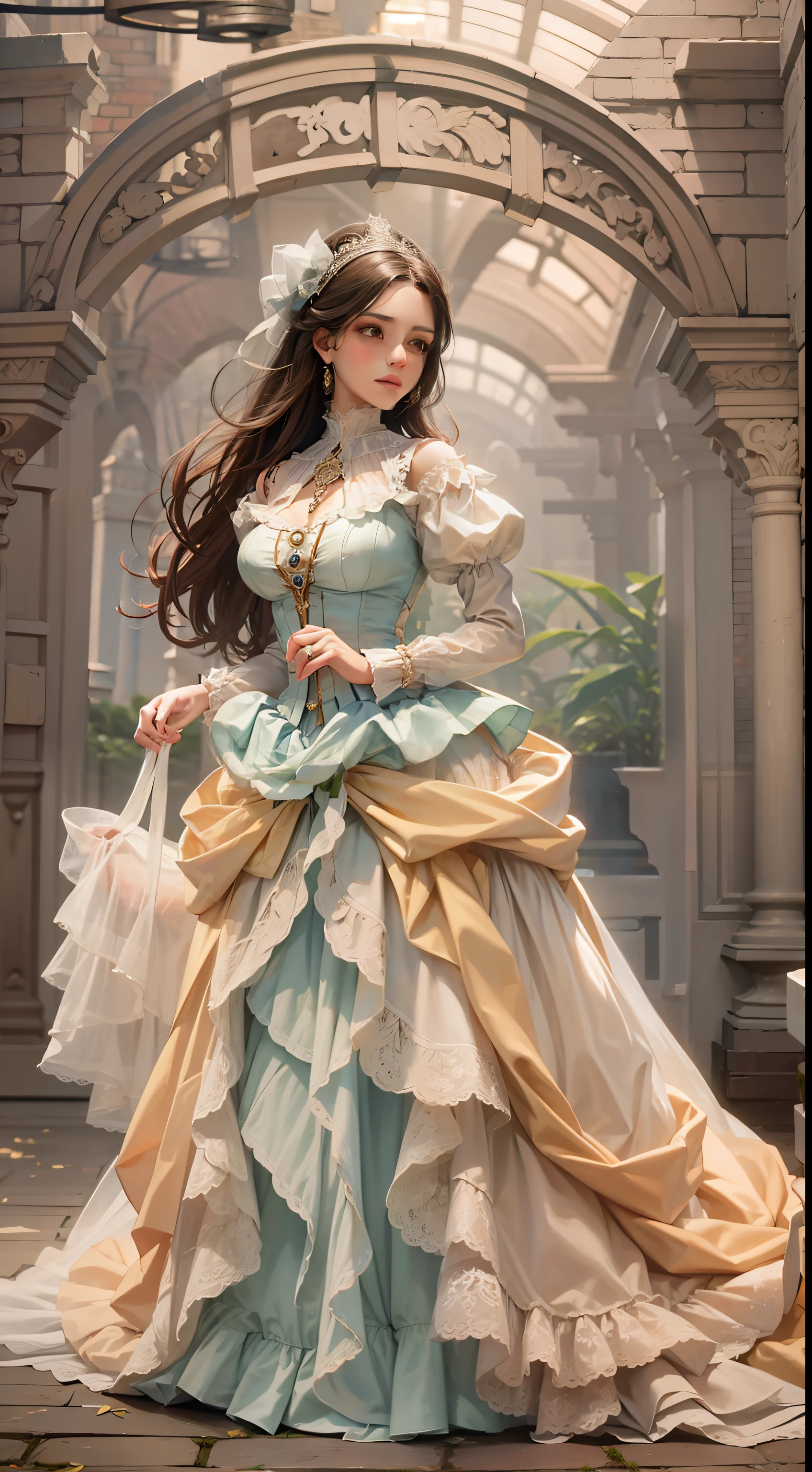 Beautiful woman in intricate Romantic Victorian Outfit