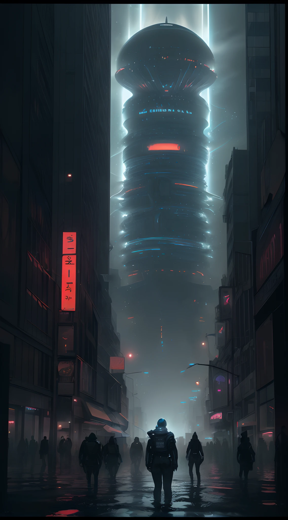 (When worlds collide:1.3) The sky darkens as alien spacecraft descend upon Earth, (ominous shadows cast by colossal ships:1.2), (captured through the lens of impending chaos:1.1), (aspect ratio 2:3, framing the extraterrestrial invasion:1.1), (city streets flooded with eerie alien light:1.2), (a sense of urgency in every hurried step and flicker of neon signs:1.1), (humanity's defiance evident in the face of the unknown:1.1), (a photograph that encapsulates the clash of civilizations:1.1), (conjuring a moment where fear and resilience collide in the face of the extraterrestrial unknown:1.1), (an image that invites viewers to ponder the vastness of the universe and humanity's place within it:1.1).