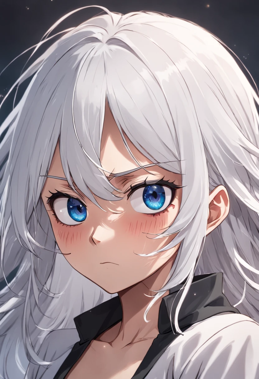 white hair, mole under eye, angry, character chart, cut-in, anatomically correct, highres, high details