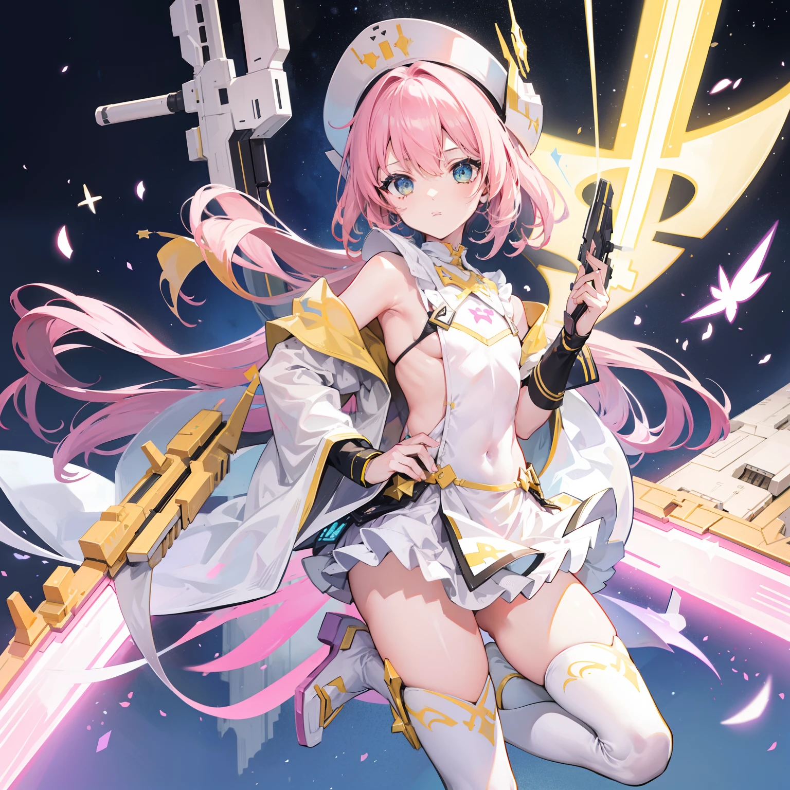 Star Destroyer weapons ascetic，Lovely  sister，Light pink and yellow color scheme