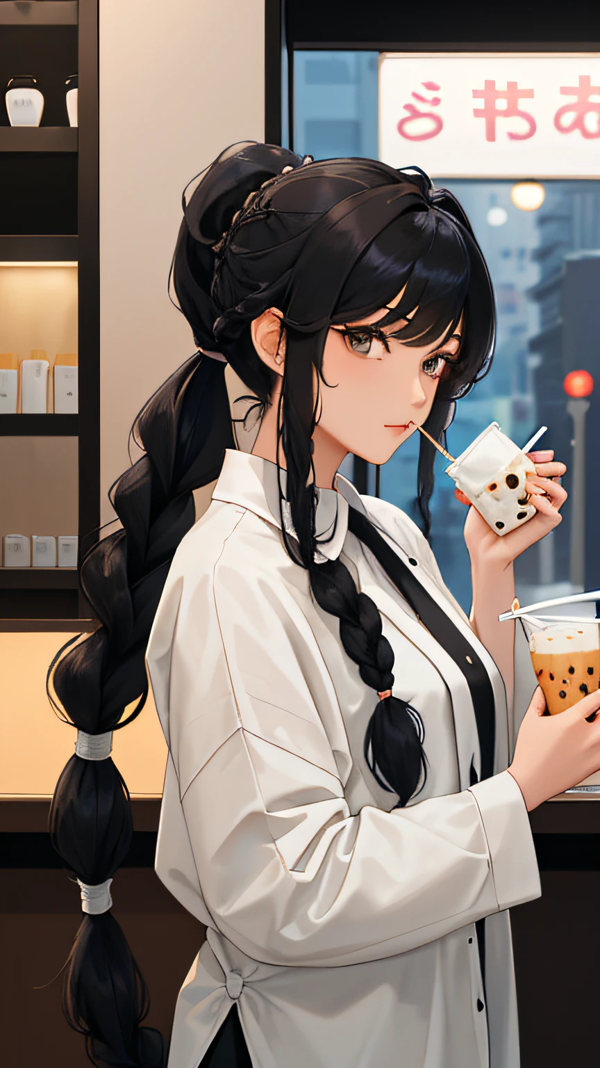 (Masterpiece), (Best quality), {Girl|Lady}, view the viewer, {day|Night}, {drinking milktea|Milk tea shop},
{Long hair with natural waves|Shaggy cut|Long bold side bangs|Curly hair|Neat ponytail|Sleek pixie cut|High gang knot,With twisted braids|Voluminous updo|Undercut}