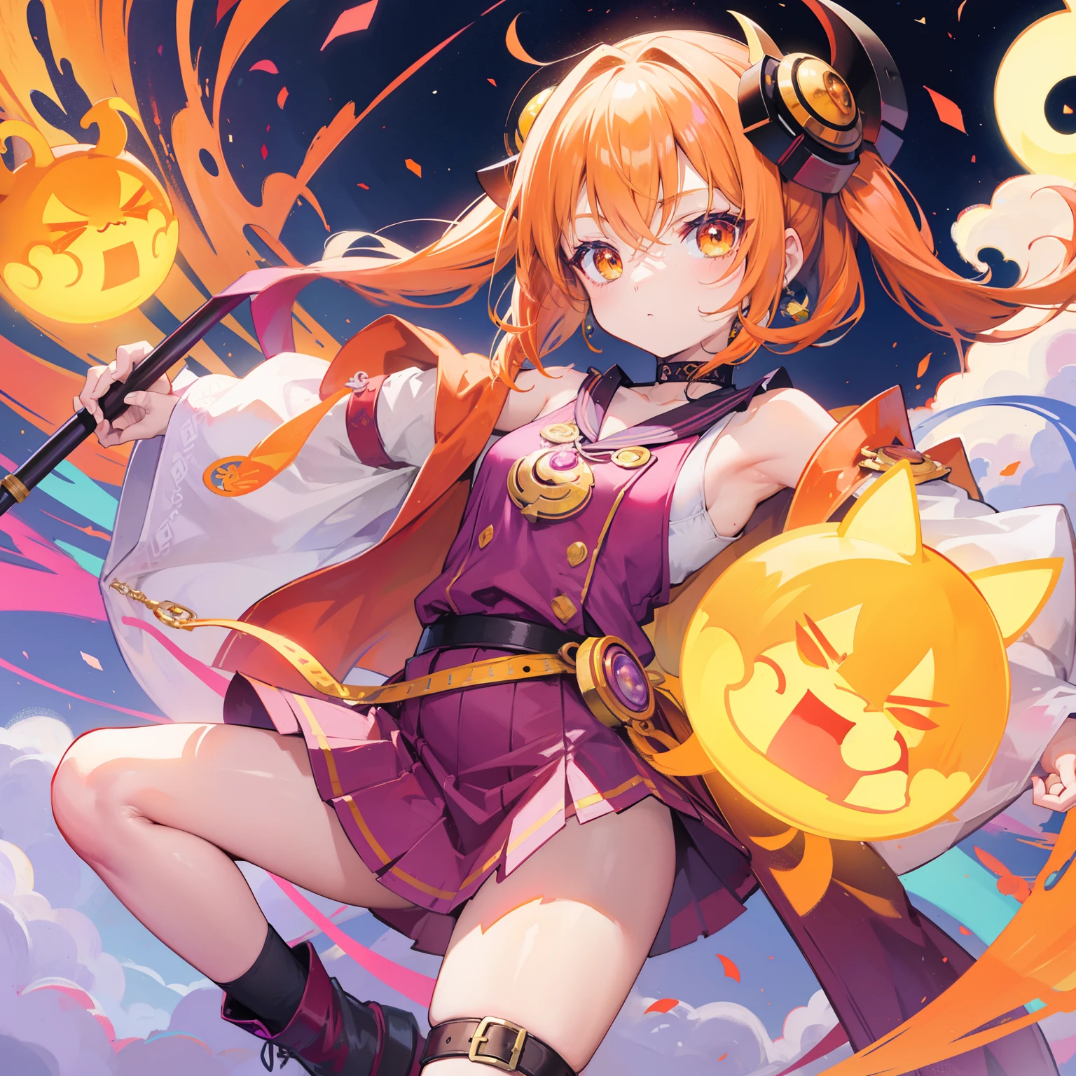 Karma weapon Demon Buddha,Moe cute loli,Orange-yellow-purple-green color scheme