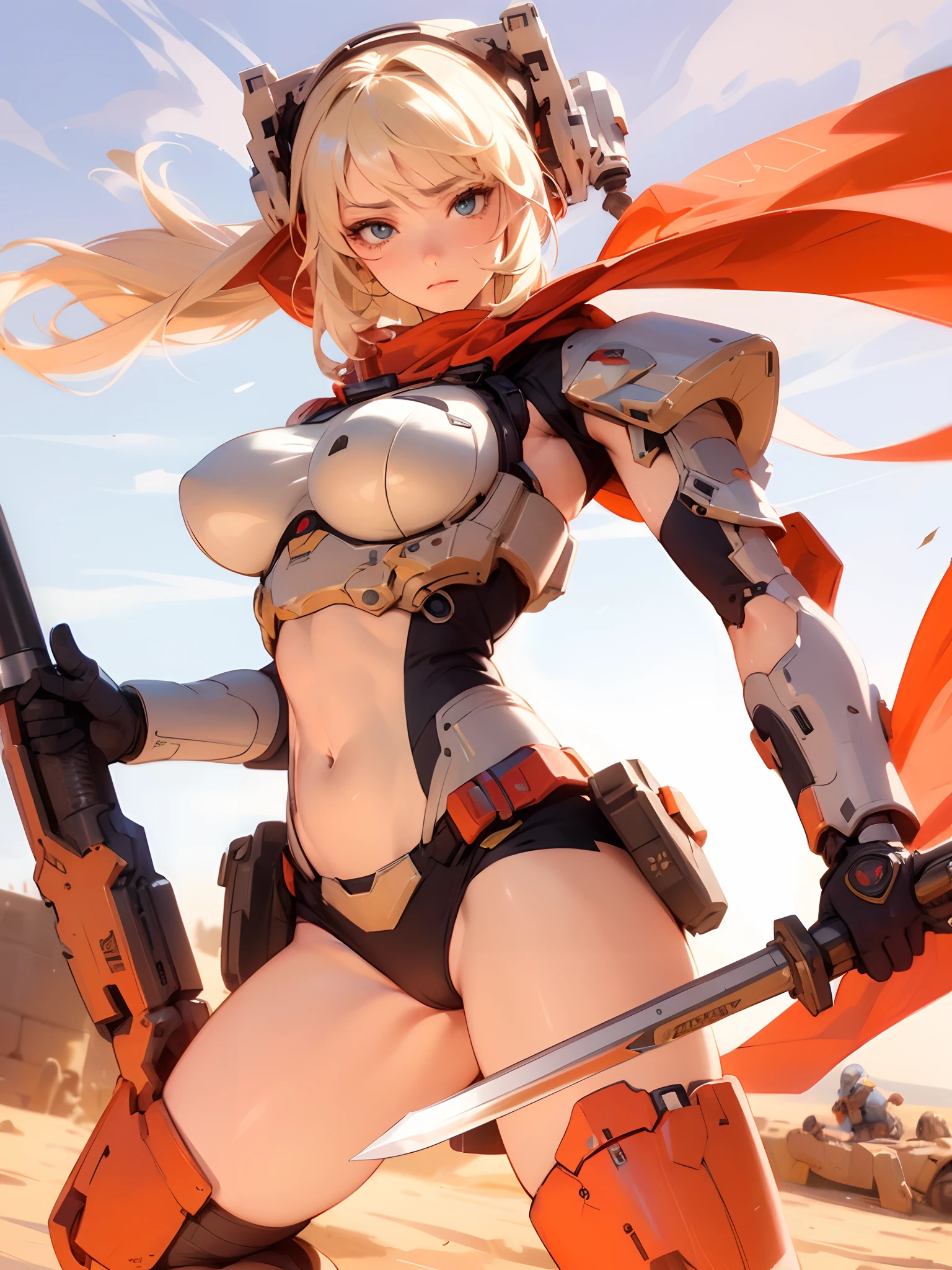 (Artwork of exceptional craftsmanship),(Detailed illustrations,(Very ideal anatomy),Very detailed and detailed drawing,Delicate lines with slow and rapid,(Realistic texture expression)),[Color tressed main line],(Martian Battlefield Desert),[HENTAI ANIME](Bionic Girl PRETTY (years))((well-muscled)) [SKINNY],cyborgs  [MACHINEARMY Mobile Infantry Military],Hood cloak [Brute knife] [Battle Hammer [javelin]] [[Shells Mortars Grenades]],gravure [[catfight]] Battle Damage,(Fine and beautiful skin expression [Transparency]),[Clear gaze],[Perfect eye details (Eyes beautifully drawn down to the smallest detail)],(Beautiful perfect face [Realistic face details:0.8]),[More on shiny hair],(Perfect hand details),(Perfectly proportioned:1.2),([Advanced structural understanding of materials],Ideal color coordination),([Precision Detail],HighQuality,hight resolution),[(Accurate simulation of light-material interactions),Mechanically correct representation,Perfect Anatomy],[Graffiti art with a sense of narrative].