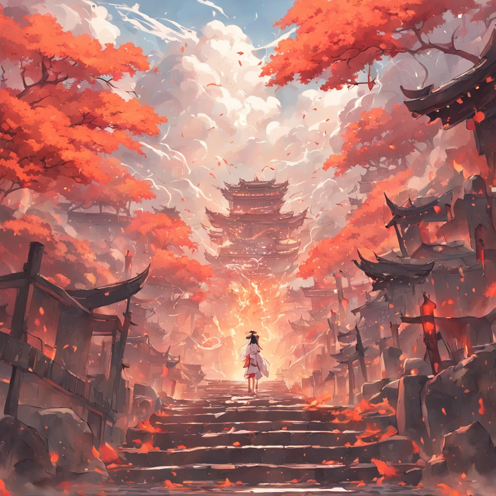 (fundo branco:1.4),(arte de uma paisagem pegando fogo)，(Chinese illustration:1.3，arte em papel:1.3, Arte em papel acolchoado:1.2),( Reasonable design, linhas claras, alta nitidez,best quality, Very detailed, master part, Efeito de luz do filme, 4k ) Fire scenery, Fire scenario