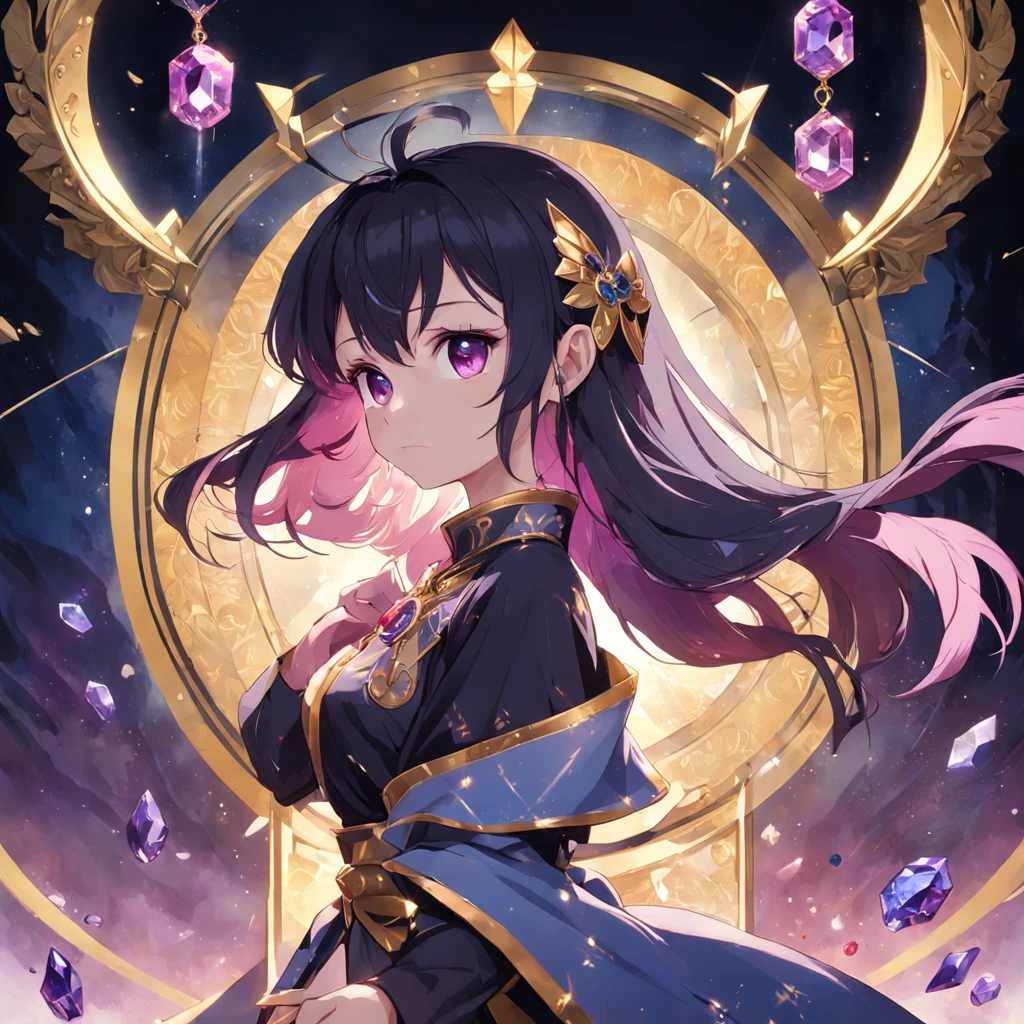 (Arcane style: 1.2), (Full Focus: 2), (Everything in the showcase: 1.3), (coin |magic item | colorful gems | SakuraNS | Printed silk products | medal | ore | obsidian | pearls | Emeraude | white jade | amethyst | Sapphire | Gold products | Silver products | Purple gold | Magical jewelry | antiquarian | Ruby | Orange gemstones | blue gem | topaz |: 2), Magic symbols, Magic particle effects, High-tech luxury, High-value jewelry, High-value metals, luxury goods, No puzzles, Detailed and complex background, glimmering, reflective light, hyper HD, Award-winning, A high resolution, in high definition with HD texture, lightand shade contrast, Cinematic lighting, Masterpieces, Ray tracing, structurally correct, super detailing, high high quality, high detal, Best quality, 16 k