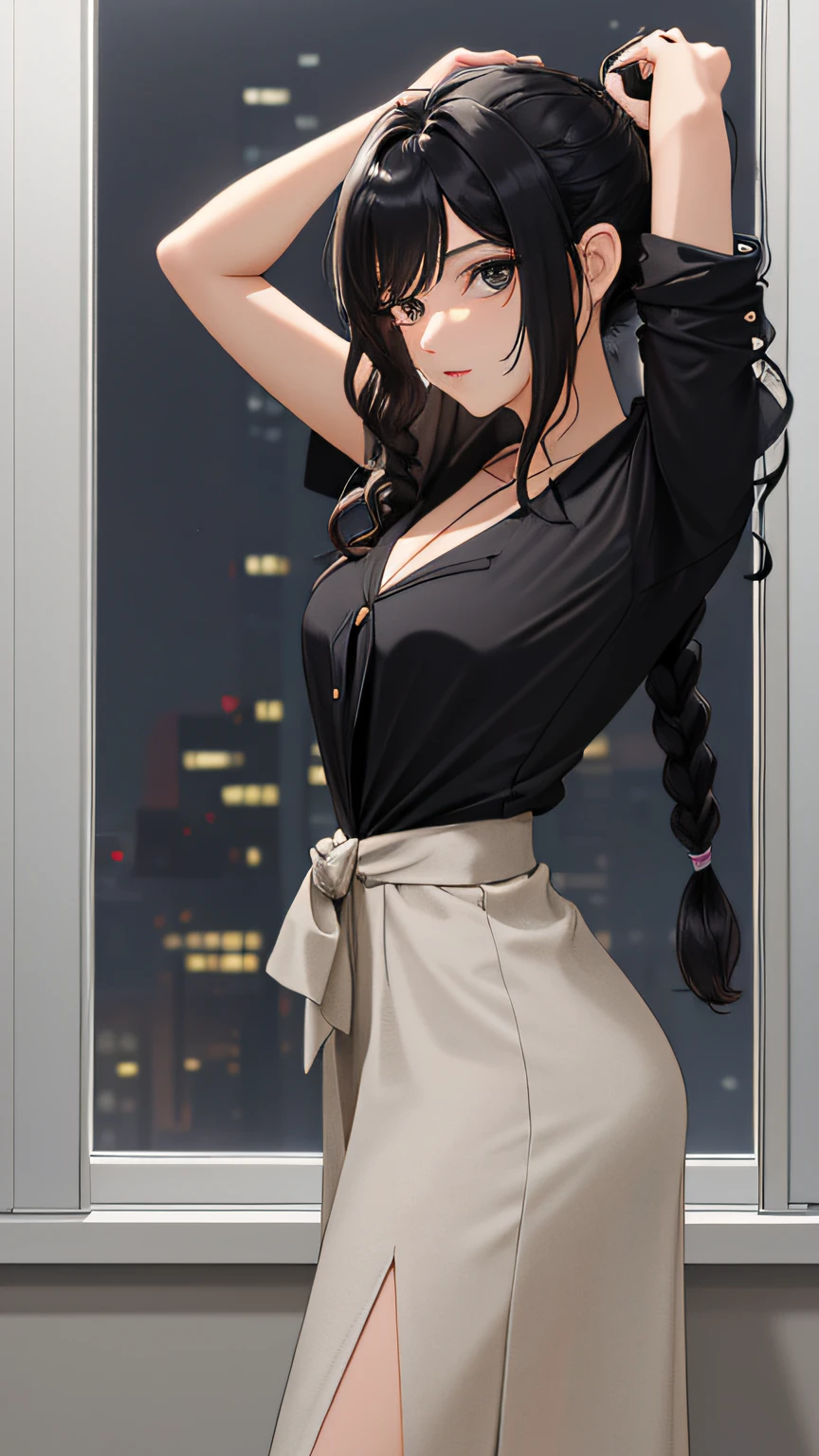(Masterpiece), (Best quality), {Girl|Lady}, view the viewer, {day|Night}, {inside in room|office room},
{Long hair with natural waves|Shaggy cut|Long bold side bangs|Curly hair|Neat double ponytail|Sleek pixie cut|High gang knot,With twisted braids|Voluminous updo|Undercut}