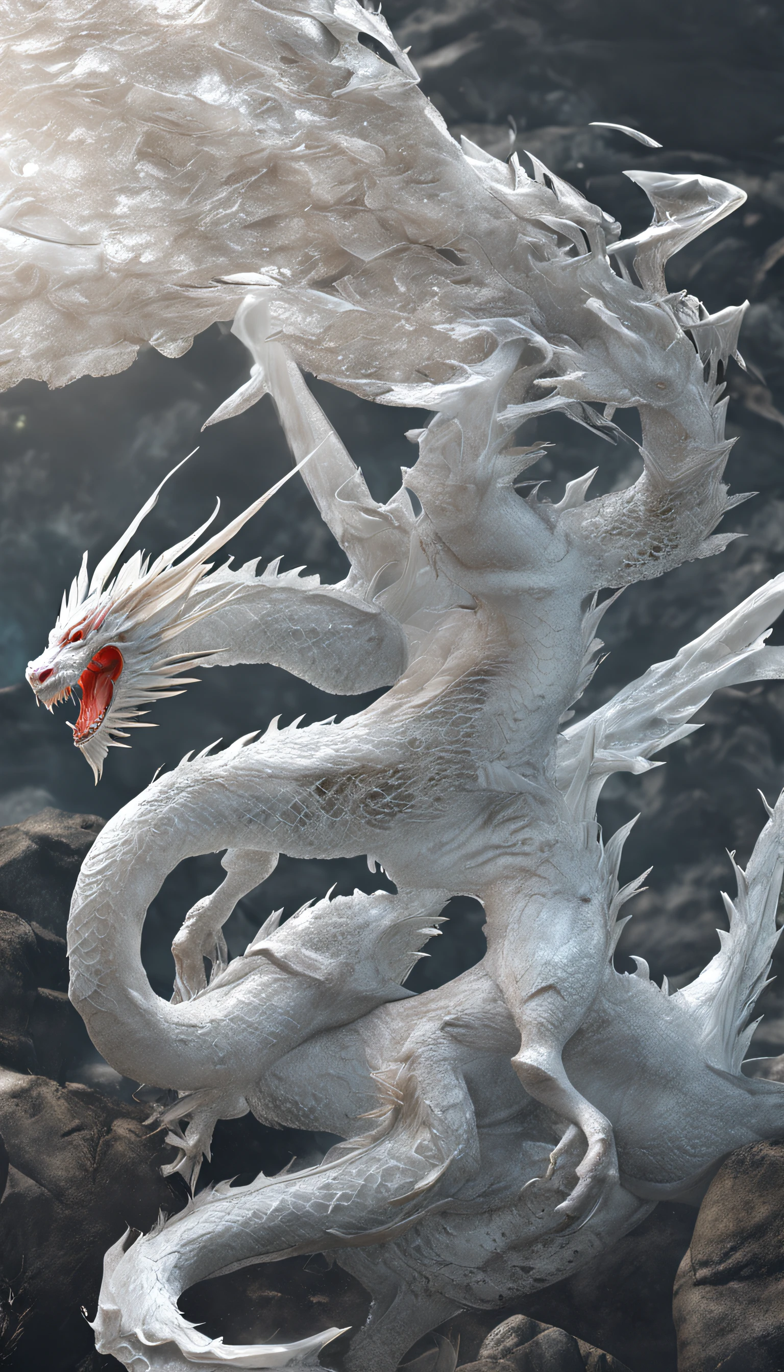 (Close up, Aerial view)1 White Dragon, Lakes and water, Best quality, Masterpiece, 超高分辨率, (photograph realistic:1.4), surrealism, Dream-like,fusionart, Shadowdancer, shadow magic, darkness control, stealth, shadowstep, umbral spells, hidden blade, (((电影灯光))), Extremely detailed, Hyper-Resolution, ((((twisted)))),