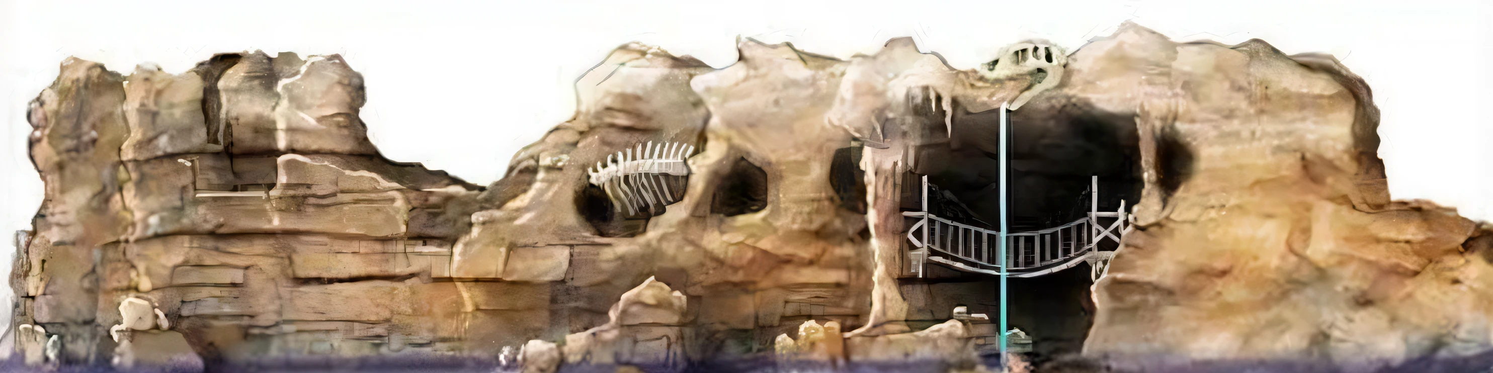 giant grave structures, Yokai Cave House,There are peach trees on the stone,Monsters, Studio Ghibli concept art, Mysterious Island, concept-art!!, concept artwork, stone colossus remains, concept-art, concept-art, whale skeleton, cave system, Mysterious Island