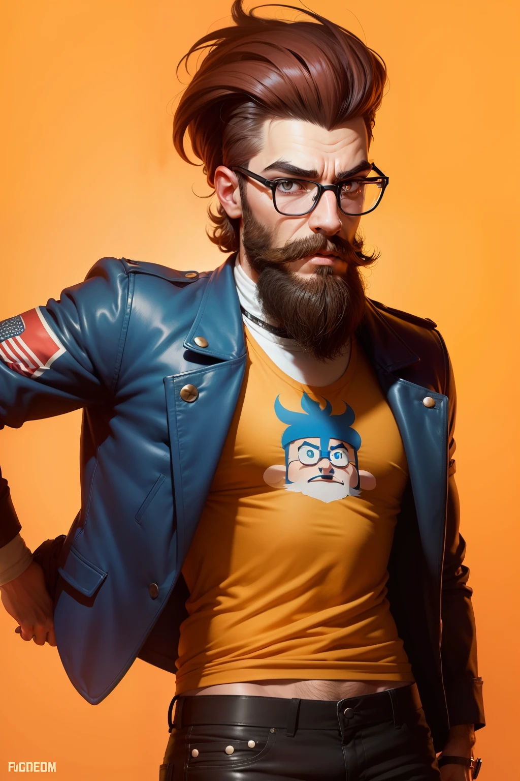 A cartoon character of a comedian called fascist hipster