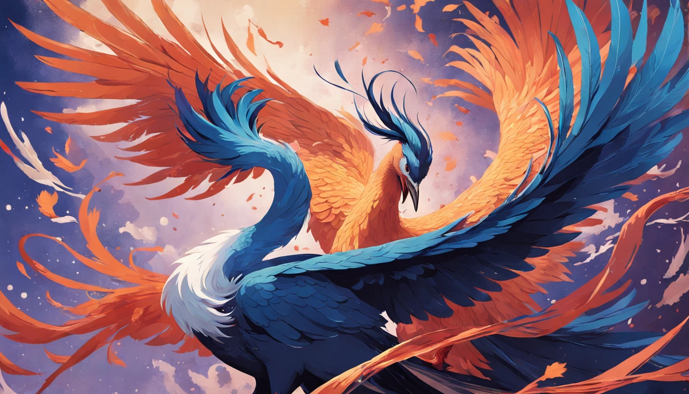 "The Japanese mythical bird Hō-ō or Fushichō in exquisite detail and amazing beauty, Show off its vibrant feathers and majestic presence. The intricate feathers shine with enchanting colors, Exudes ethereal elegance. Hohiro soars gracefully against a backdrop of tranquil landscapes, There is a hint of mystery in the air. The artwork captures the essence of this legendary creature, Convey its importance in Japanese folklore.+"