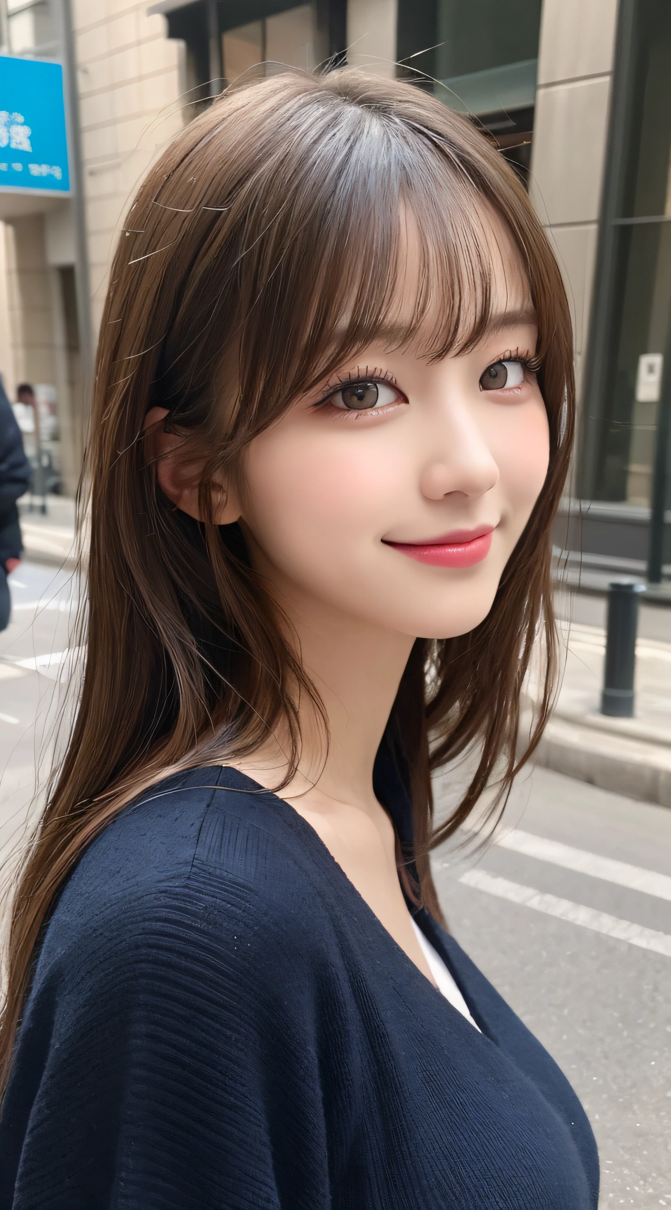 masutepiece, Best Quality, Illustration, Ultra-detailed, finely detail, hight resolution, 8K Wallpaper, Perfect dynamic composition, Beautiful detailed eyes, doress,Medium Hair, Natural Color Lip, Random and sexy poses,Smile,Aoyama Street Walk、20 years girl