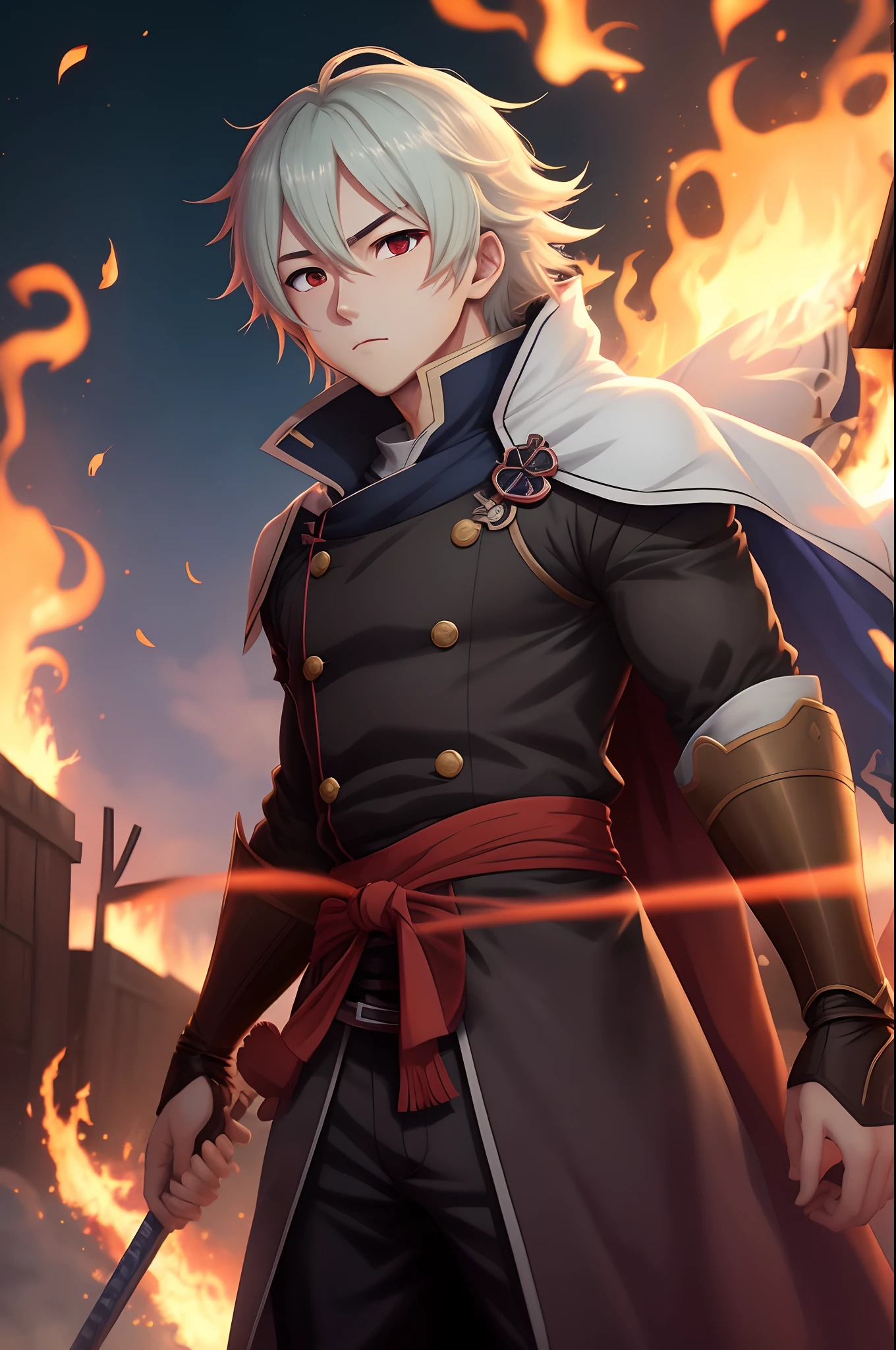 anime anime wallpapers hd anime anime wallpapers hd anime anime, popular Isekai anime, his eyes are red and glowing, cara bonito na arte demon slayer, Fire embers, seus olhos brilhando vermelhos, Keqing de Genshin Impact, Emblema de fogo, fire behind him, Isekai, Genshin, Melhor Anime 4K Konachan Wallpaper, One person, garoto, homem, macho, rapaz