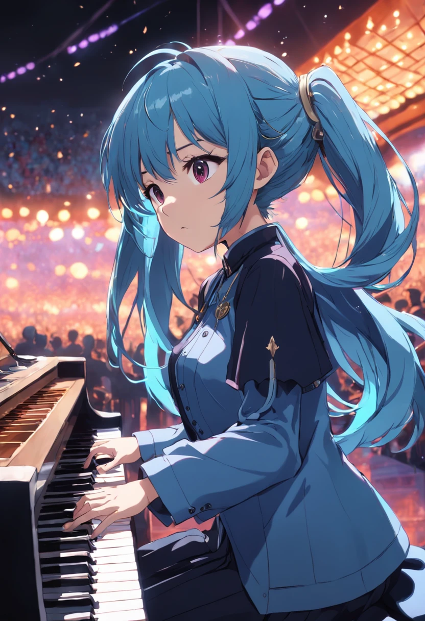 vocal,The band performs on stage,pianos。guitar,Electronic organs have both