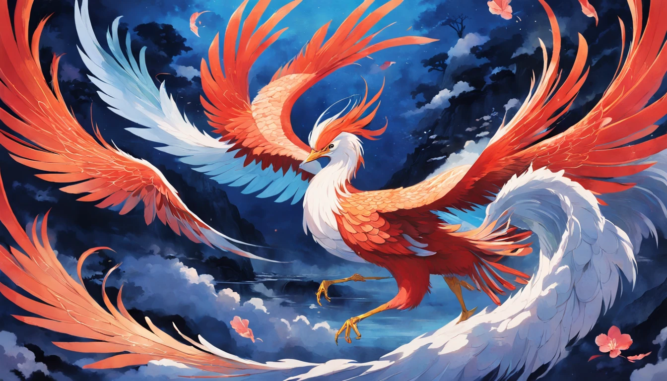 "The Japanese mythical bird Hō-ō or Fushichō in exquisite detail and amazing beauty, Show off its vibrant feathers and majestic presence. The intricate feathers shine with enchanting colors, Exudes ethereal elegance. Hohiro soars gracefully against a backdrop of tranquil landscapes, There is a hint of mystery in the air. The artwork captures the essence of this legendary creature, Convey its importance in Japanese folklore.+"