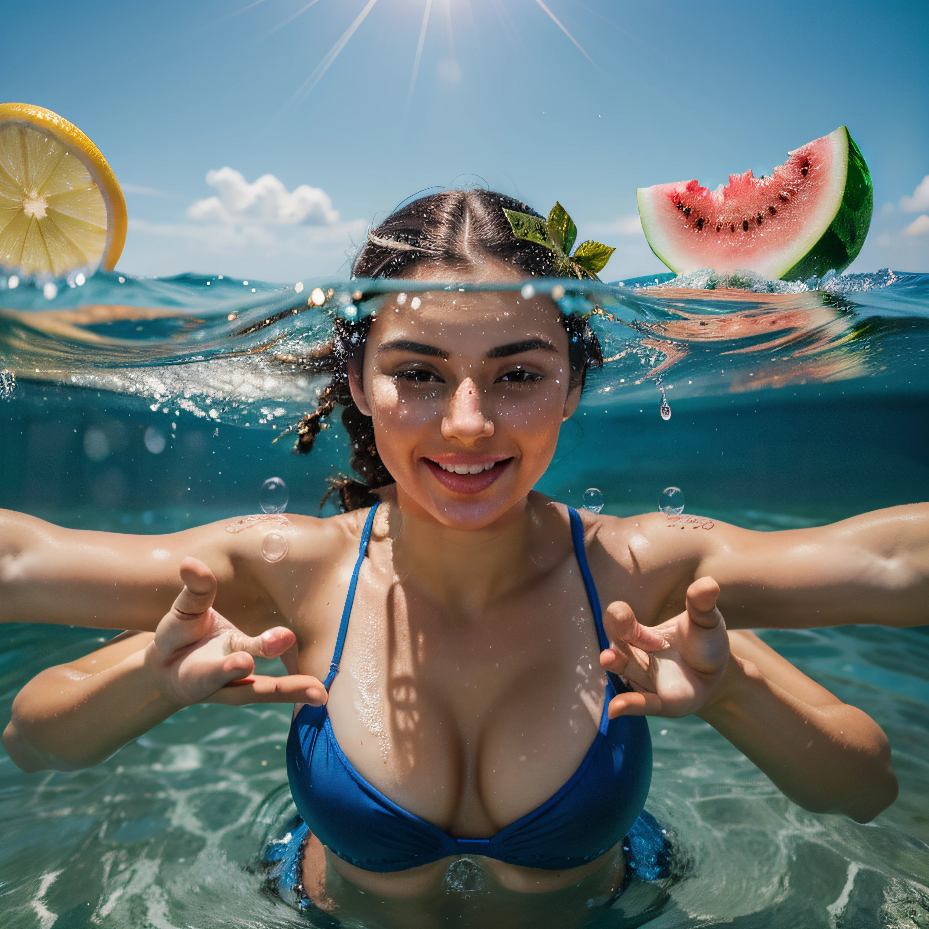 Replace with water and bubbles, arms wide open, hands out of the frame.