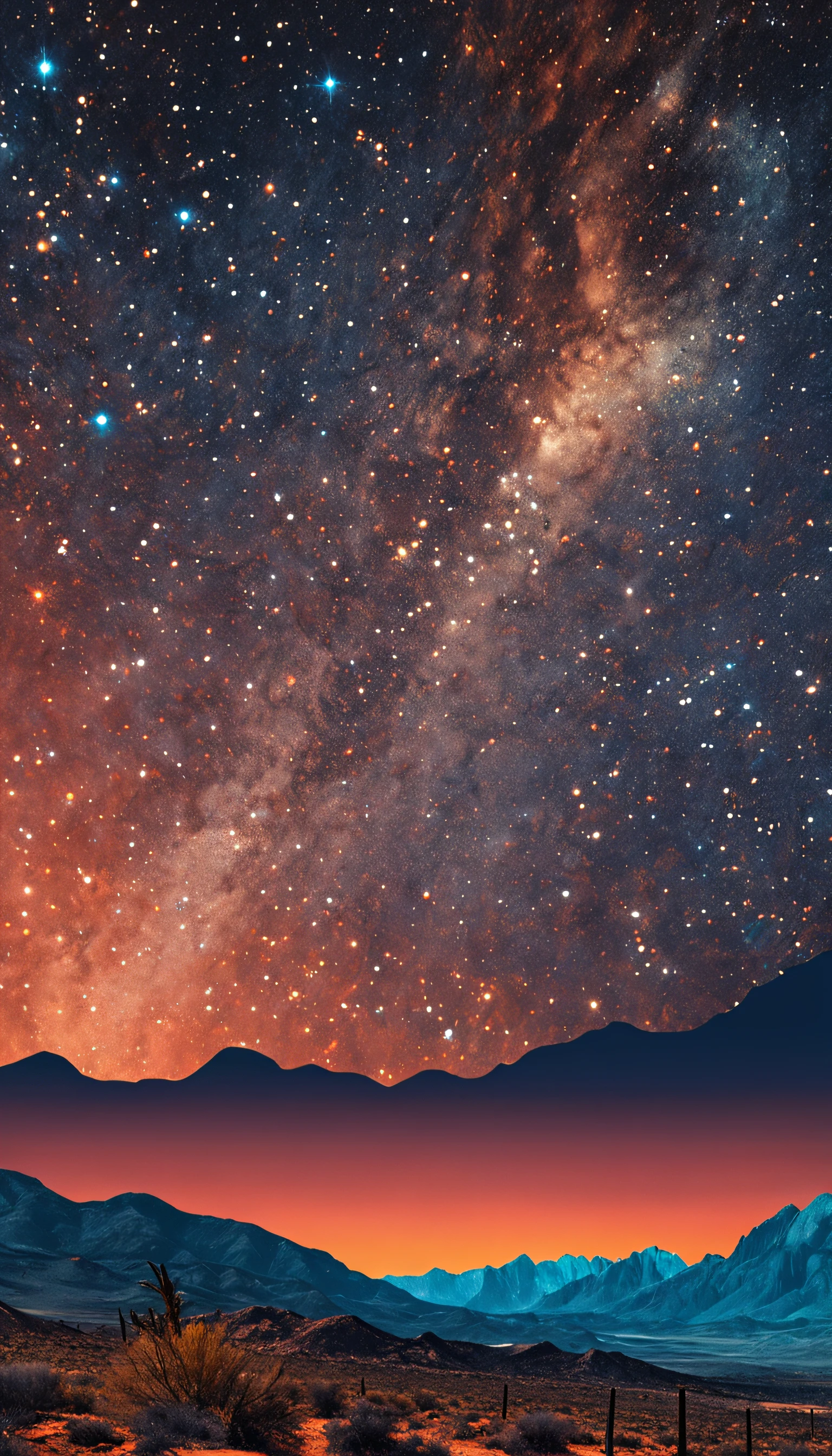 breath-taking,Van Gogh style starry sky in quaint night sky,Rolling desert,the expanse,
