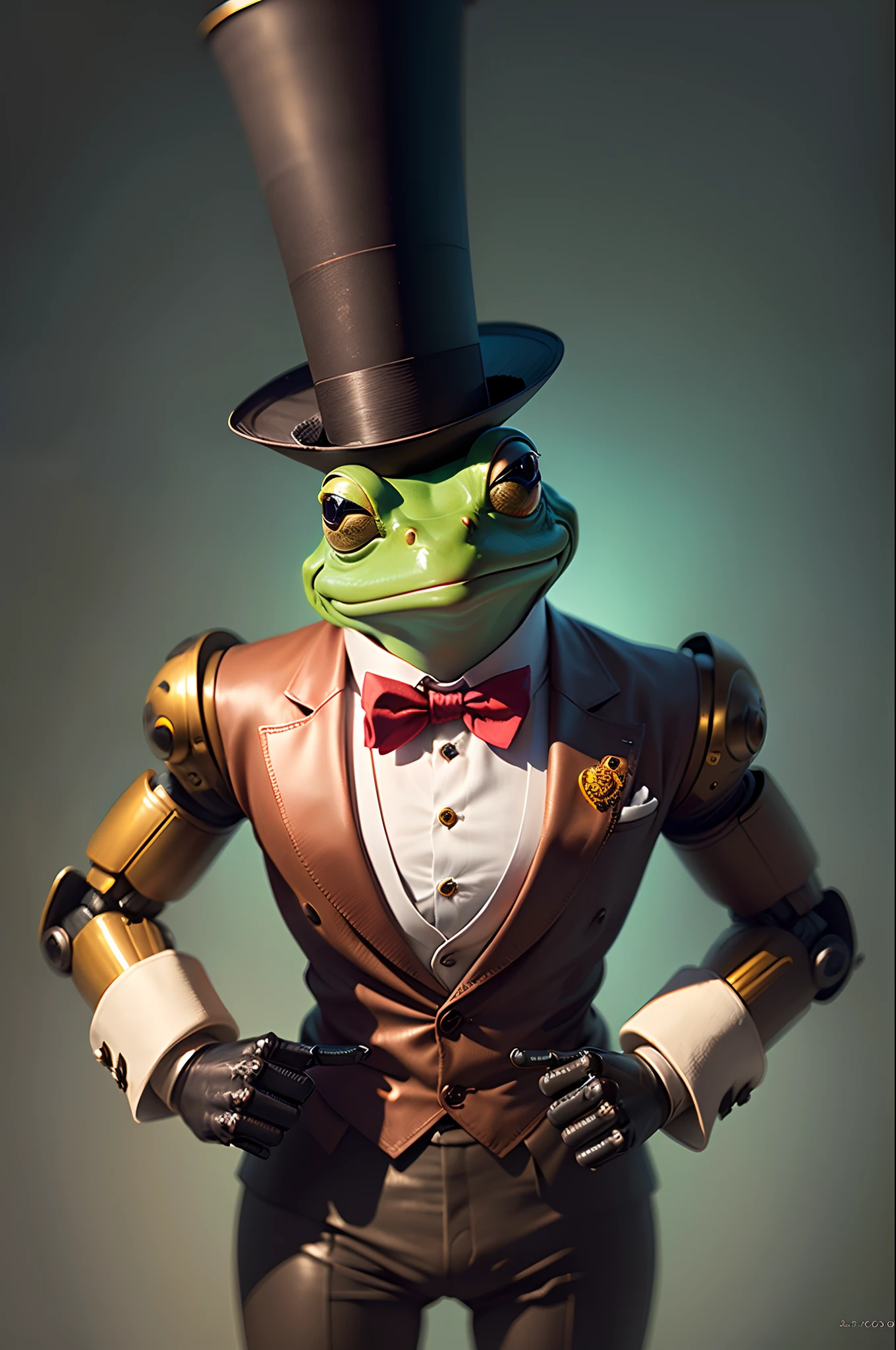 Robot frog in top hat