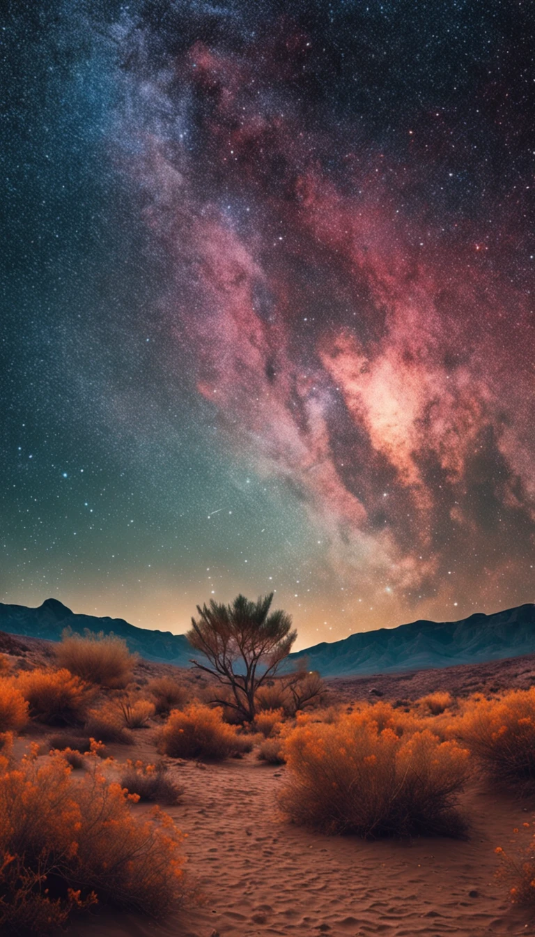 breath-taking,Van Gogh style starry sky in quaint night sky,Rolling desert,the expanse,