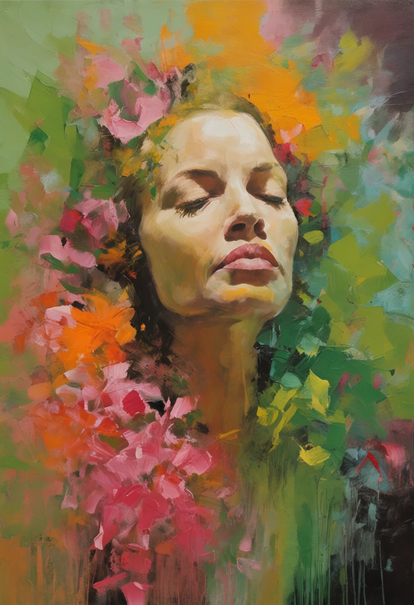 painting of a woman with her hands on her chest, an acrylic painting inspired by Aristide Maillol, reddit, neo-fauvism, entwined bodies, intertwined full body view, gouache on canvas, “loss of inner self, body portrait, oil and acrylic on canvas, abstract figurative art, peter driben, oil paint impasto reliefs