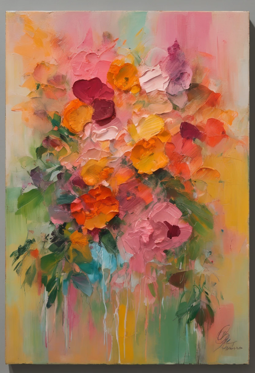 (obra-prima, melhor qualidade),1garota morena com cabelos enrolados sentada em um campo de plantas e flores verdes, the hand under his chin, warm ilumination, vestido rosa, primeiro plano desfocado