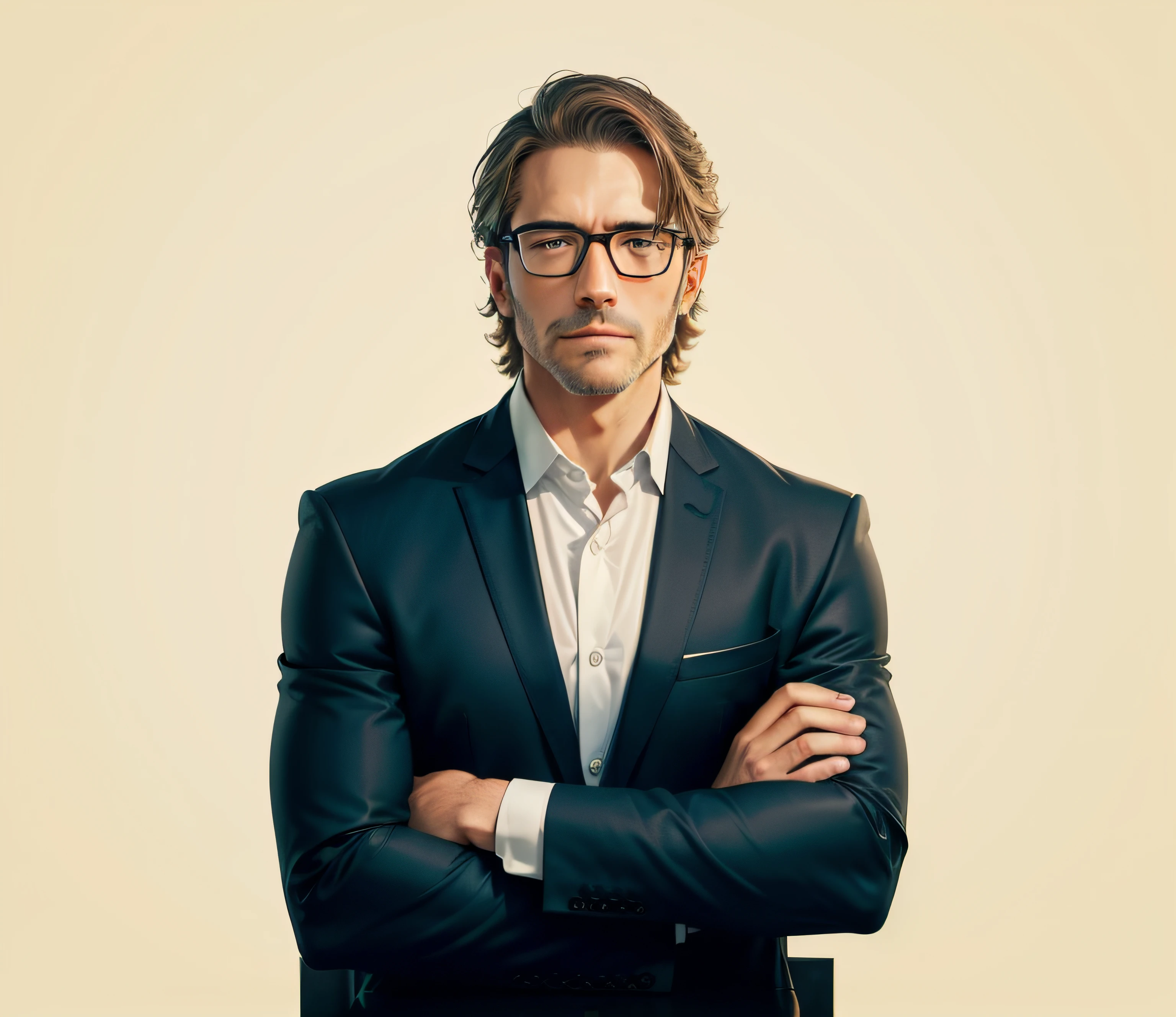 there is a man with glasses and a suit standing with his arms crossed, professional profile photo, professional profile picture, man with glasses, solid background, photo of a man, high quality portrait, wearing a suit and glasses, corporate portrait, professional portrait, a photo of a man, corporate photo, middle aged man, portrait of a man in a suit, professional portrait photo