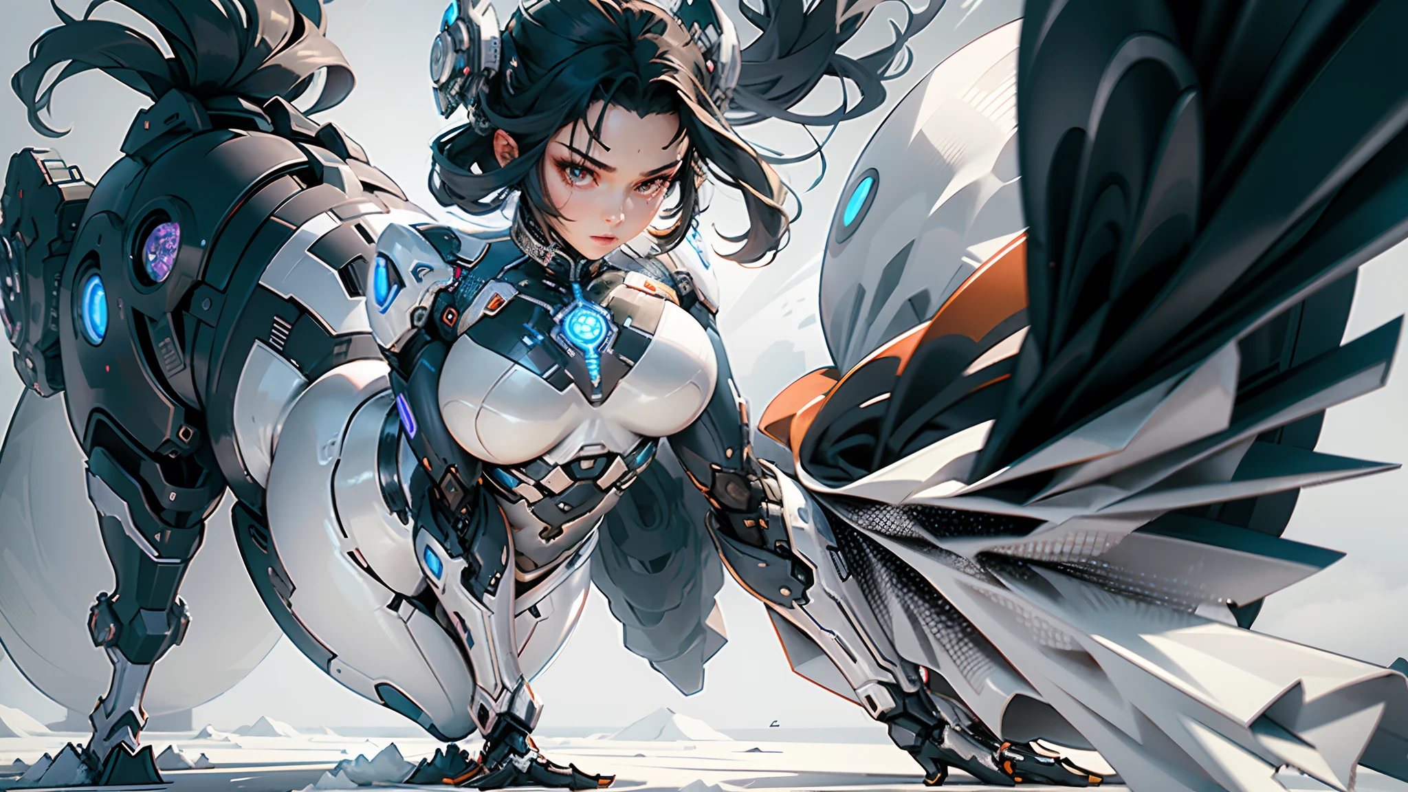 A female centaur，She is famous in the multiverse，She is both a female centaur, half human, half horse, half horse，It is also a female Yingzhao。She blends both images，The first is：（（The head of the horse/neck/Shoulder these parts，Replaced with a beautiful female human upper body）：9.9），of females are half-centaurs, half-horses, half-humans，The second is：（（The head of the horse/neck/lower back/hason/gluteal/Shijo Thigh Female Embodiment）：9.9），'s（（Female half-horse with beautiful woman's）：9.9，Chimer）：9.9），（It's like a female human wearing a half-horse-like costume and making a seamless chimera：9.9），This chimerization is based on powerful futuristic technology。The ultra-wide-angle lens captures the image of her beautiful and ethereal wings on the ionosphere launching a super-high-speed charge and leaping。Her front half is distinctly feminine，Tall sexy body，possessed（K cup giant coconut tit chest：9.9），It has a small man's waist butterfly straddling（Long legs：9.9），The embedded interface of the half-horse part of the bent feminine state of the back half of the body is in the hip position。（The horse-shaped, half-horse torso form of her back body is completely female humanization9.9）。The chest cavity of a woman in the shape of a bent dog style embedded in the lower back position of the beautiful woman's body starting from the upper part of the sternum/lower back/Ventral transverse。Then there are the sexy beauty's upright hips，（Her entire body has been completely female and replaced by a female body：9.9），Including the half-horse part。Mechanized armor covers the legs with knee-shaped anti-joints and feet，And these parts are highly anthropomorphic，This makes her legs graceful and slender，Her four horse legs exploded in length proportions and was slender and toned，Under the legs are skinny white feet dressed in Skyscraper Heels，Use Midjourney's advanced stroke tools and color palettes, as well as texture packs, model packs, and texture tools，Concentration，Include all parts of her