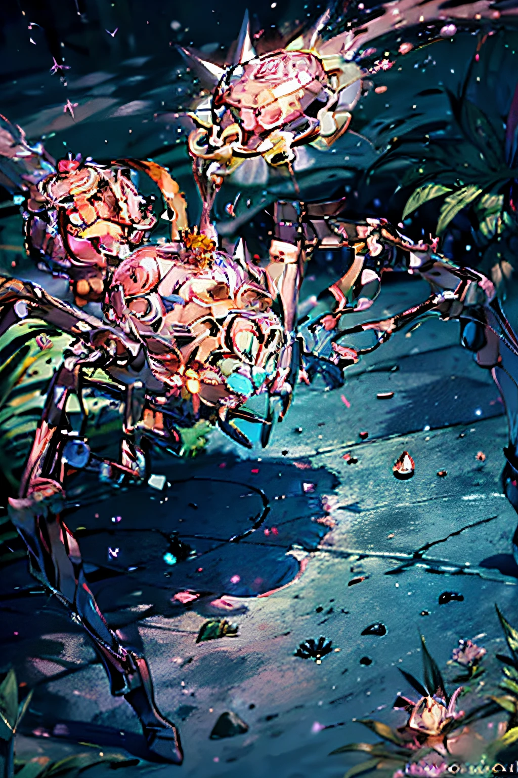 Visualize uma aranha monstruosa feita de morganita rosa, com um corpo robusto e robusto que apresenta tons de rosa em diferentes tonalidades. Each leg is carved in light pink morganite and shock pink, criando um contraste fascinante. Seu grande, Bright eyes are made of polished pink morganite, irradiando uma aura misteriosa e envolvente. Como a aranha se move, seu corpo brilha com um brilho rosa intenso, highlighting its impressive presence as a true monstrous morganite spider.