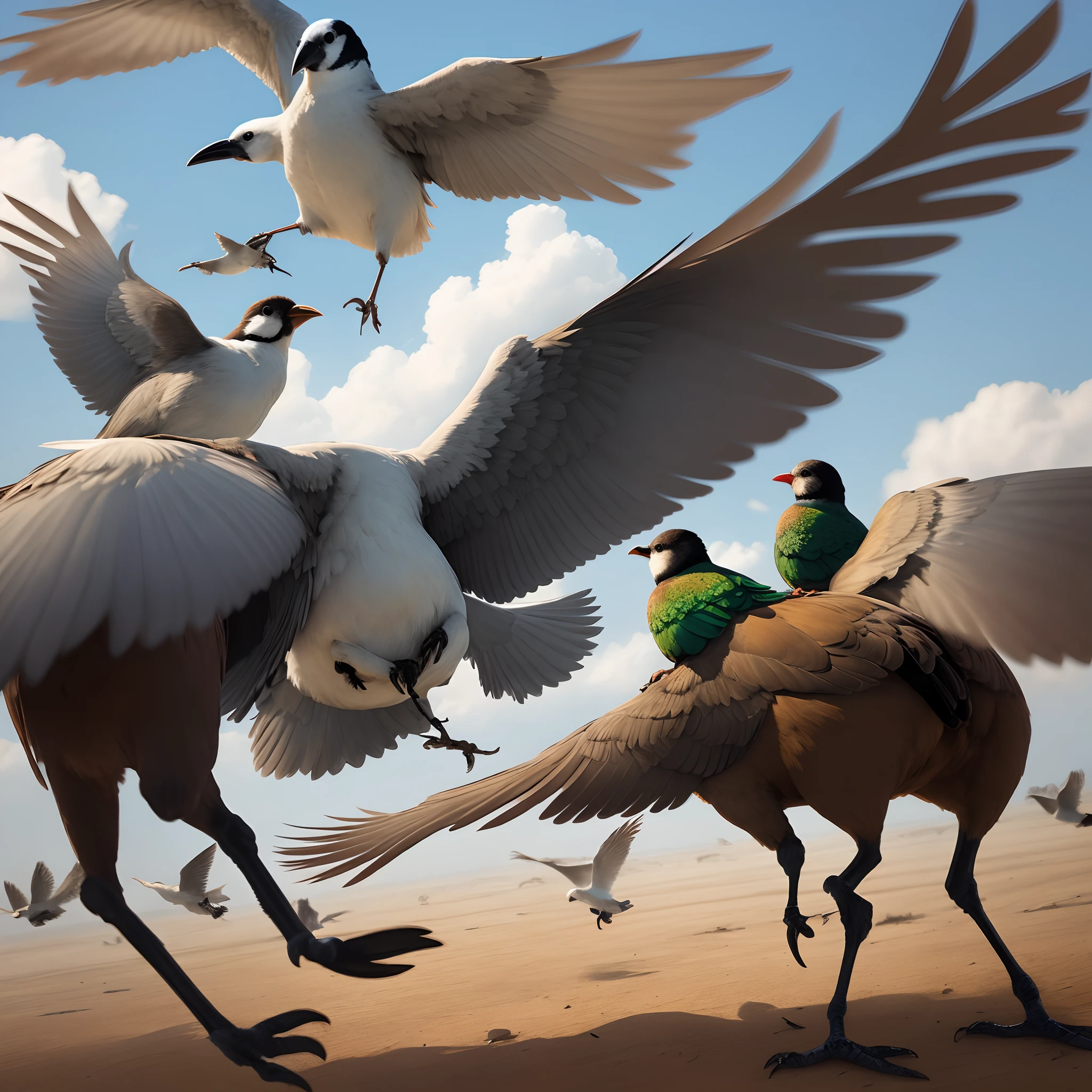 Birds riding people