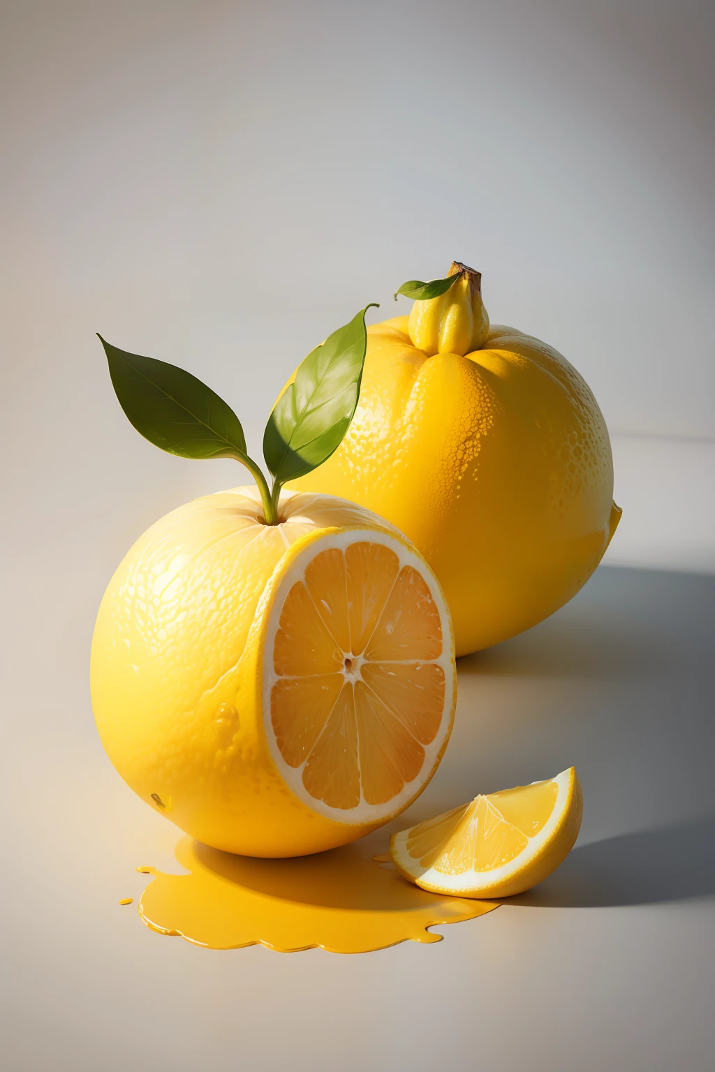 Cartoon lemon painting,Contains a slice of lemon,There is lemon font