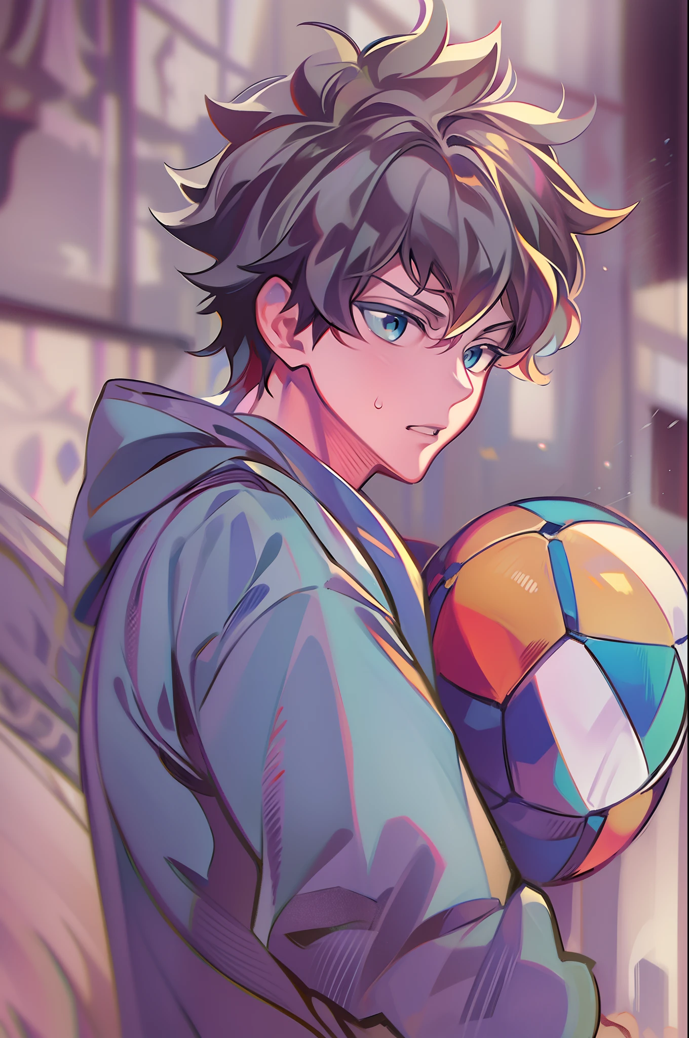 (1boy),a closeup of a person holding a soccer ball in his hand, Arte Oficial, kentaro miura manga art style, joseph joestar, Kentaro Miura estilo de arte, Otaku Gangasta, kentaro miura manga style, estilo anime premiado, arte oficial do personagem, 8k!!, Gatilho Estilo de Arte de Anime, fanart oficial, official fan art, arte oficial