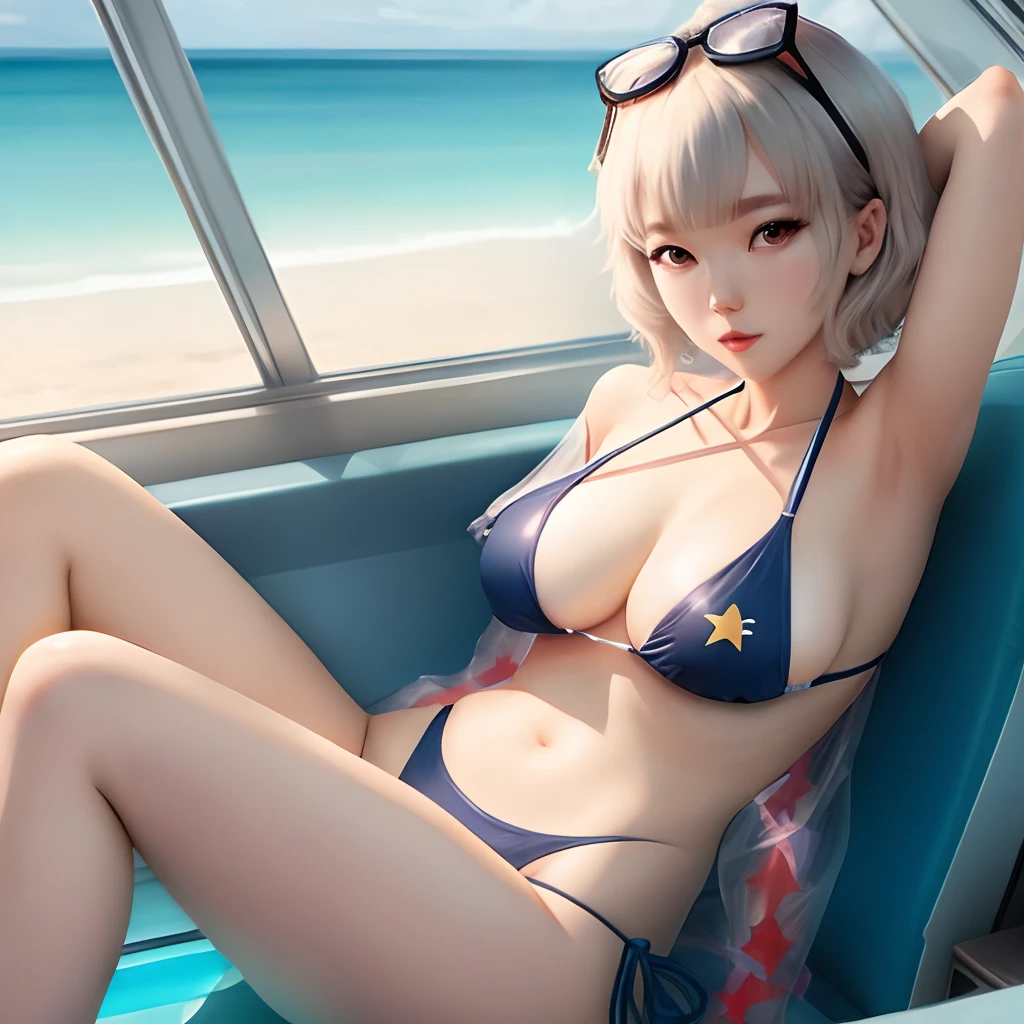 Kafka Honkai Star Rail in transparent bikini, sexy,