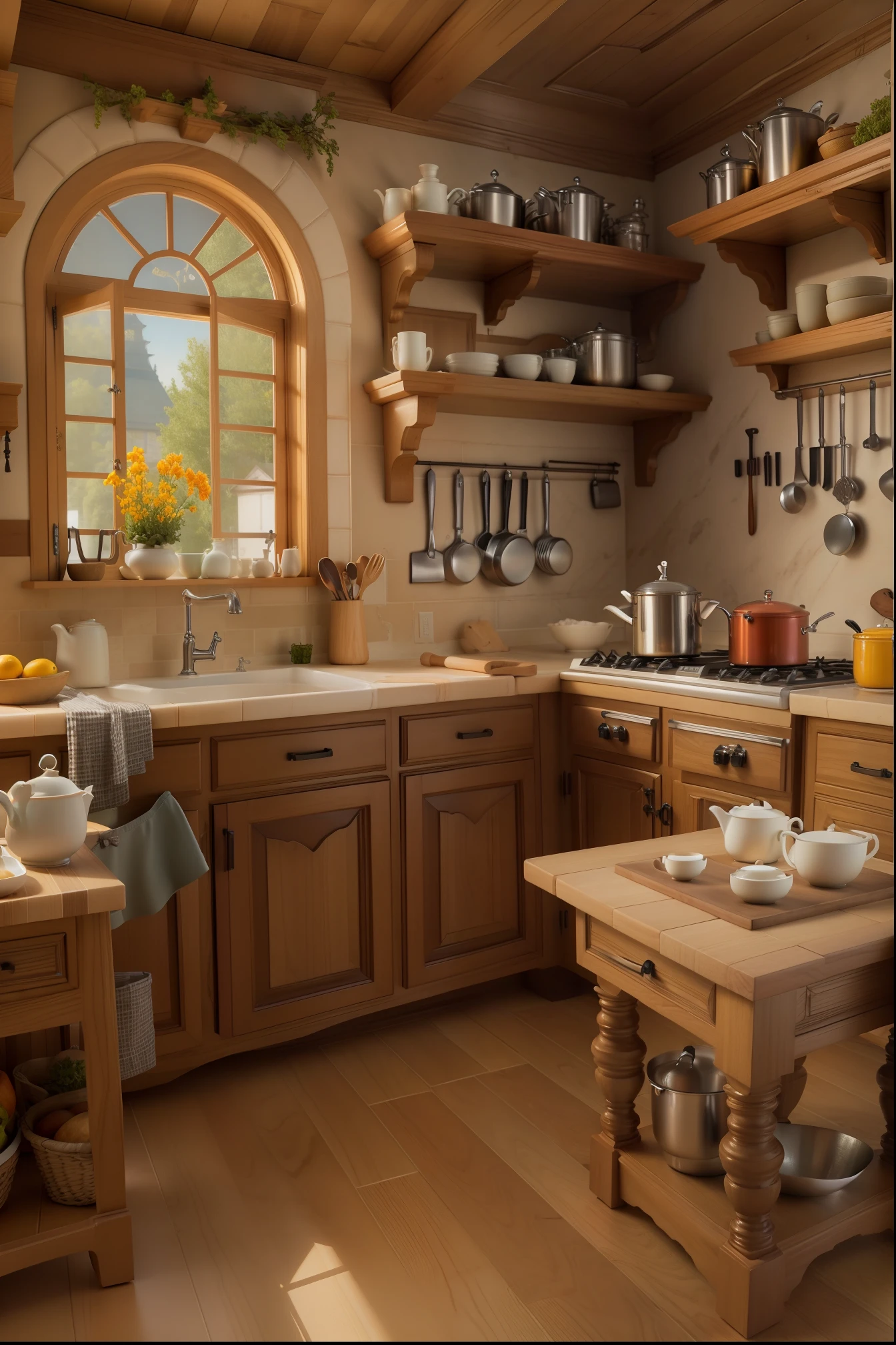 Realistic, high-resolution, masterpiece, detailed kitchen, hdr