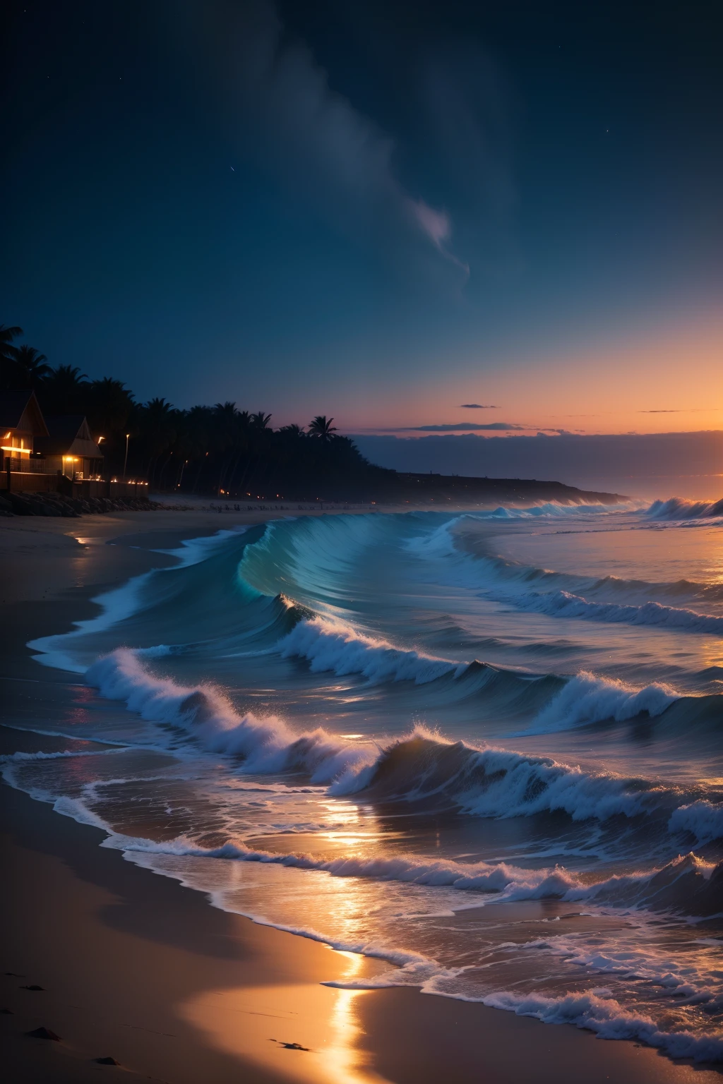 the mystical beauty of the beach at nighttime.