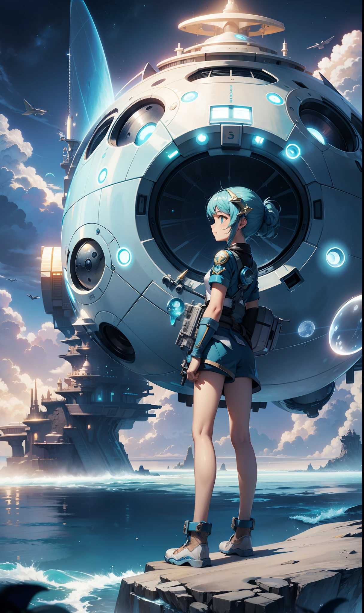 Triton Dreams, young lady dreaming about living on Neptune's moon Triton.