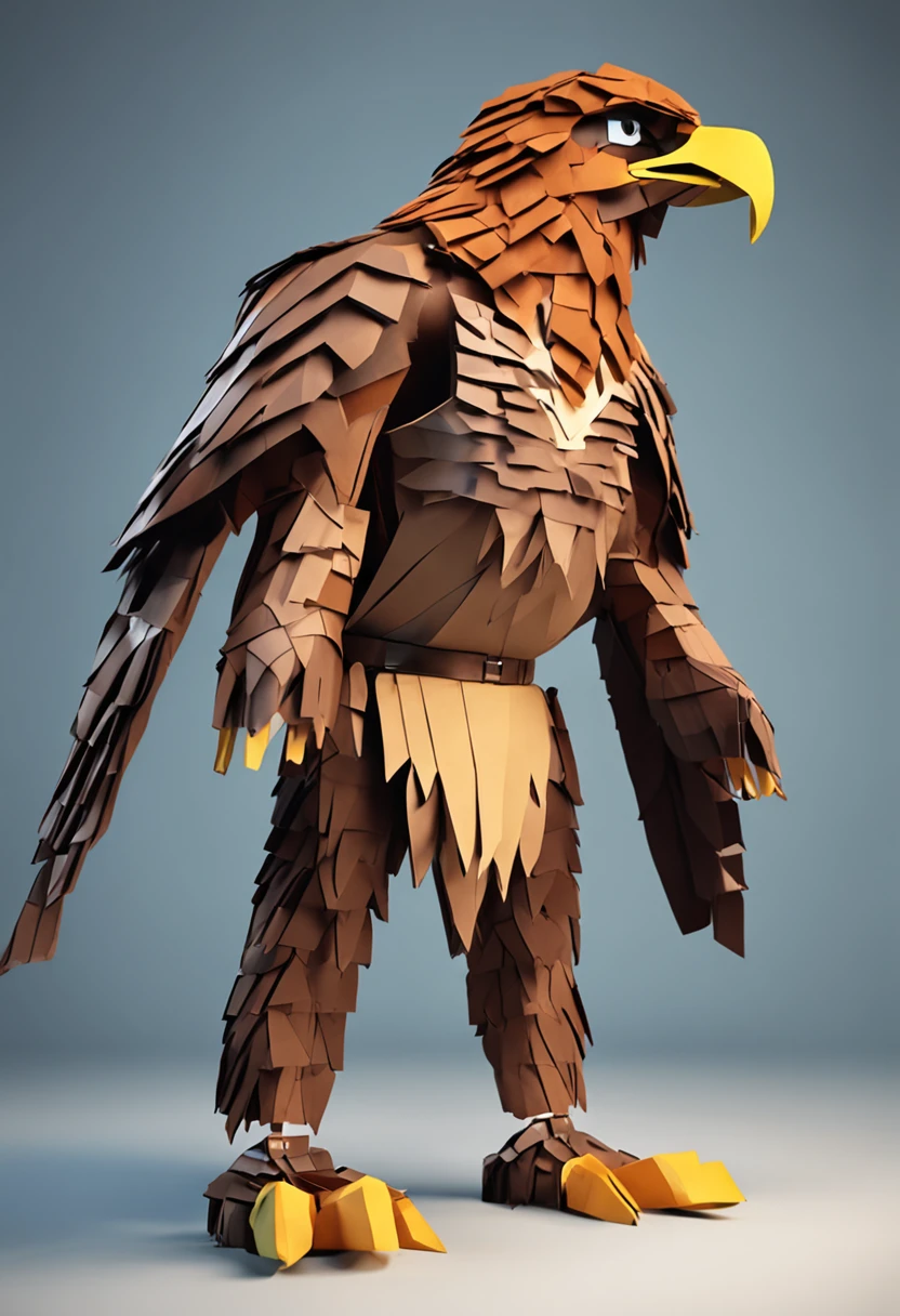 eagle costume made from cardboard, lowpoly, realistic