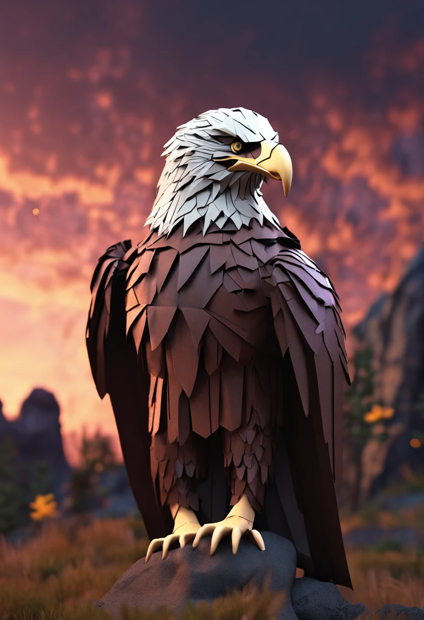 eagle costume made from cardboard, lowpoly, realistic