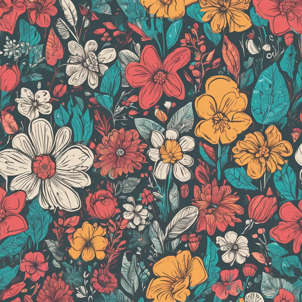 flowers illustrations, estilo cute, coloridas, fundo transparente