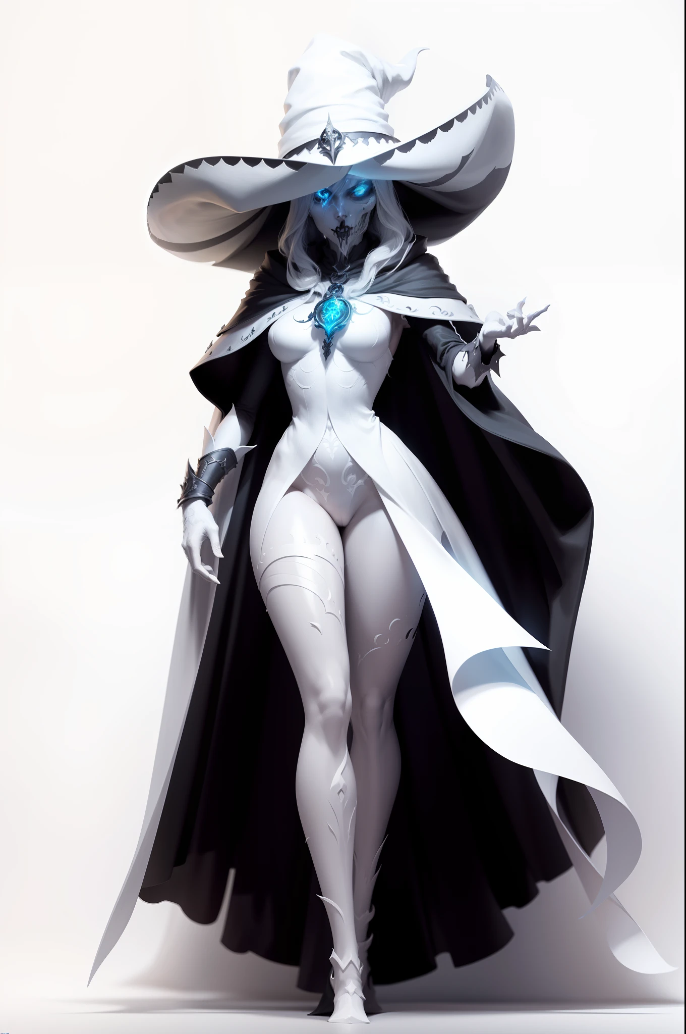 full body, lich from The Witchery game, b/w outline art, full white,white background, Sketch style, (((((white background))))), only use outline., line art, clean line art, white background, Sketch style