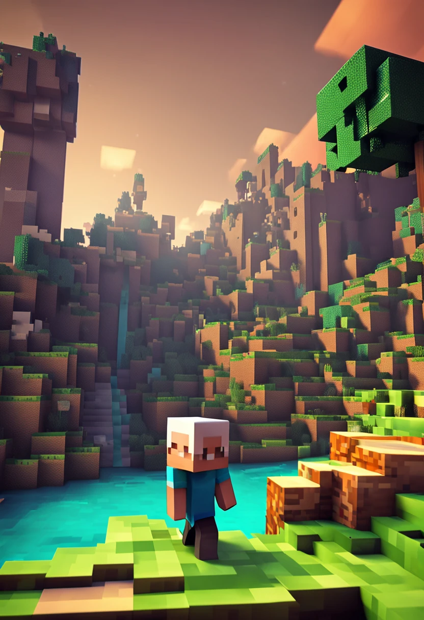 minecraft 3d arte mega steve
