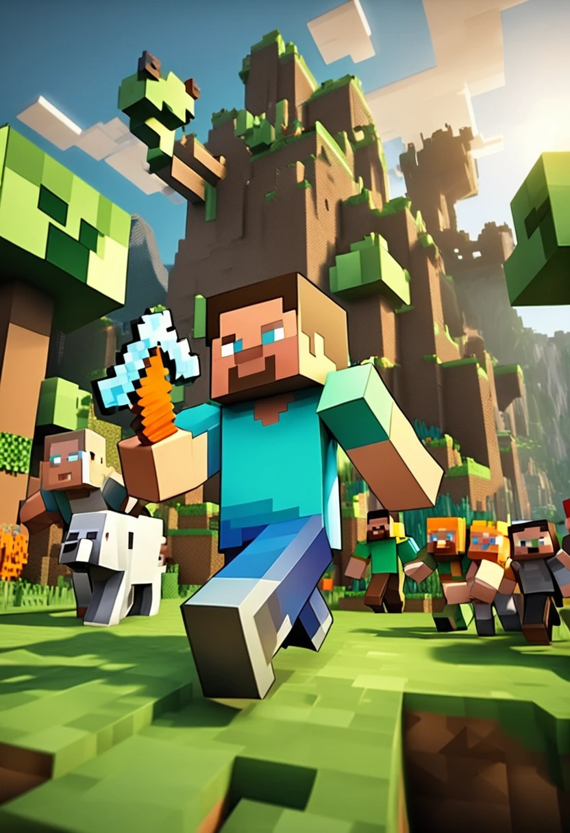 minecraft 3d arte mega steve