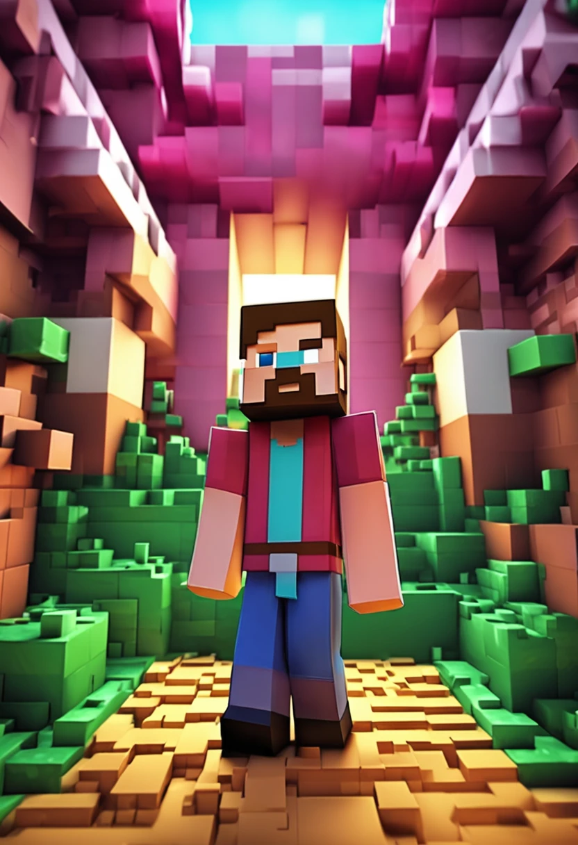 minecraft 3d arte mega steve