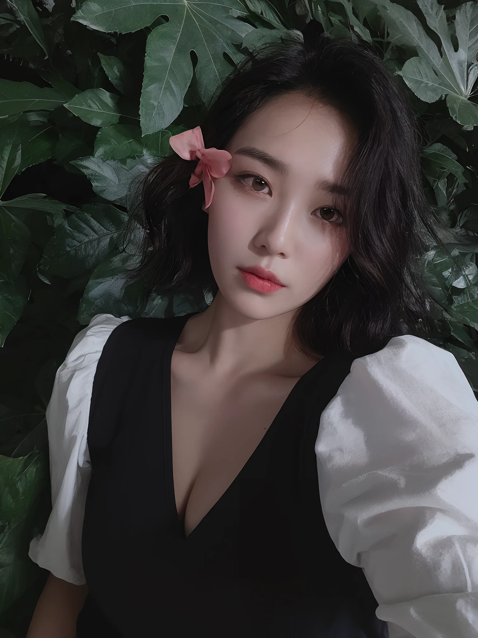 ((Midnight, Best quality, 8k, Masterpiece :1.3)), Whole body, Long legs, Sharp focus :1.2, A pretty woman with perfect figure :1.4, Slender abs :1.1, ((Dark brown hair, Big breasts :1.2)), (White tight tshirt, Jean bib, Standing:1.2), ((Night city view, Rooftop:1.3)), Highly detailed face and skin texture, Detailed eyes, Double eyelid